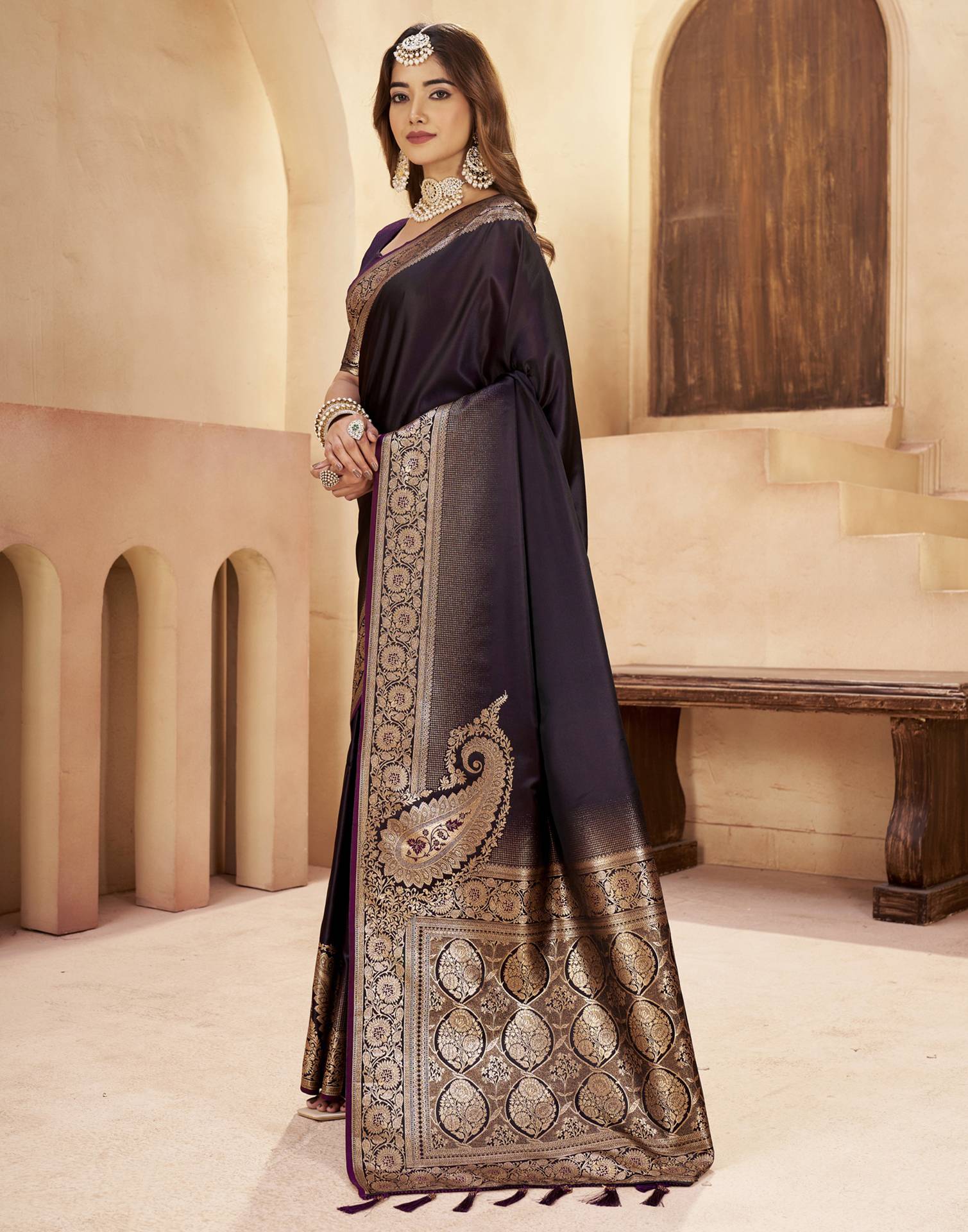 Black Silk Woven Saree