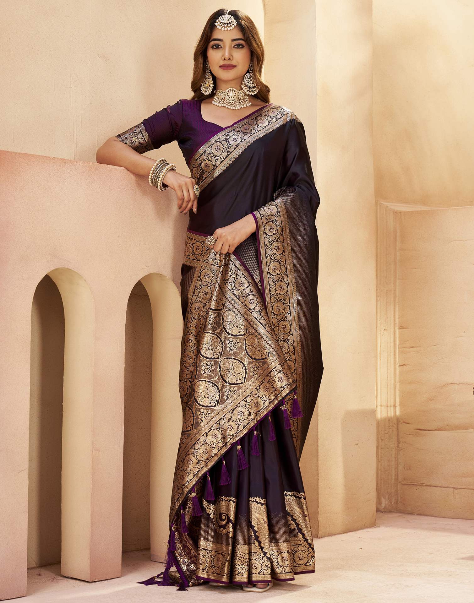 Black Silk Woven Saree