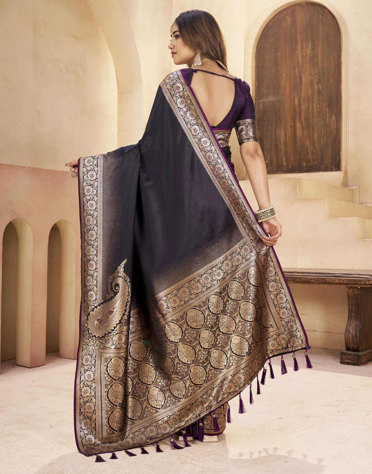 Black Silk Woven Saree