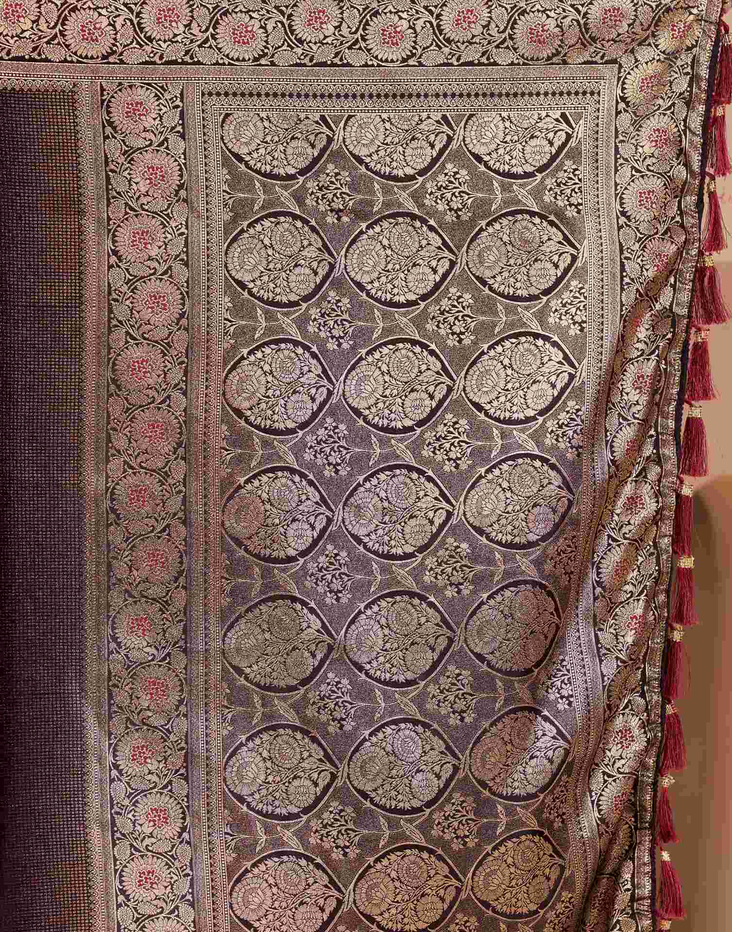 Maroon Silk Woven Saree