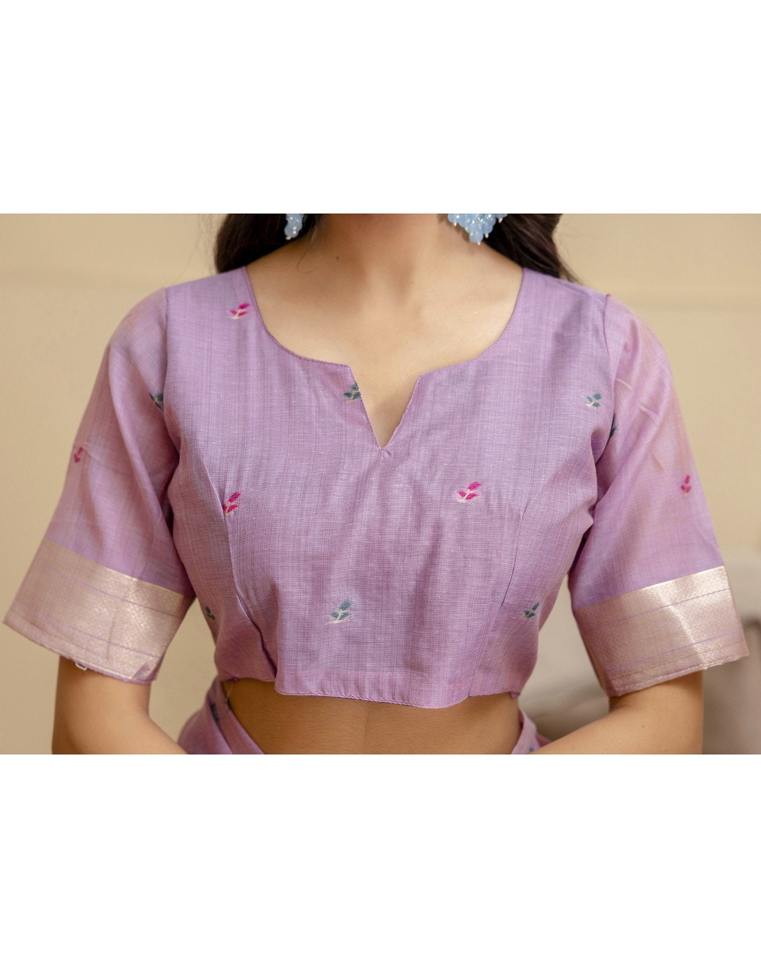 Dusty Purple Cotton Woven Saree