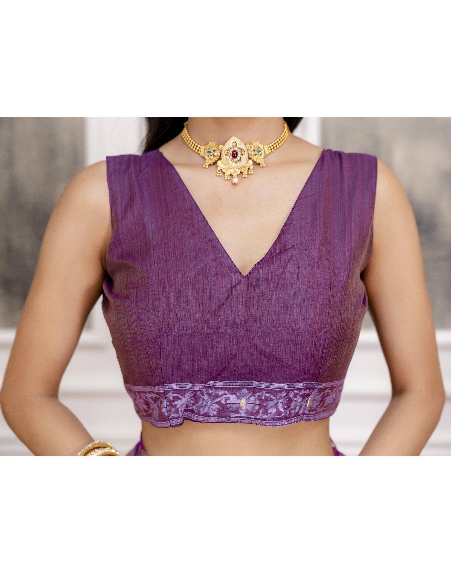 Lavender Cotton Woven Saree