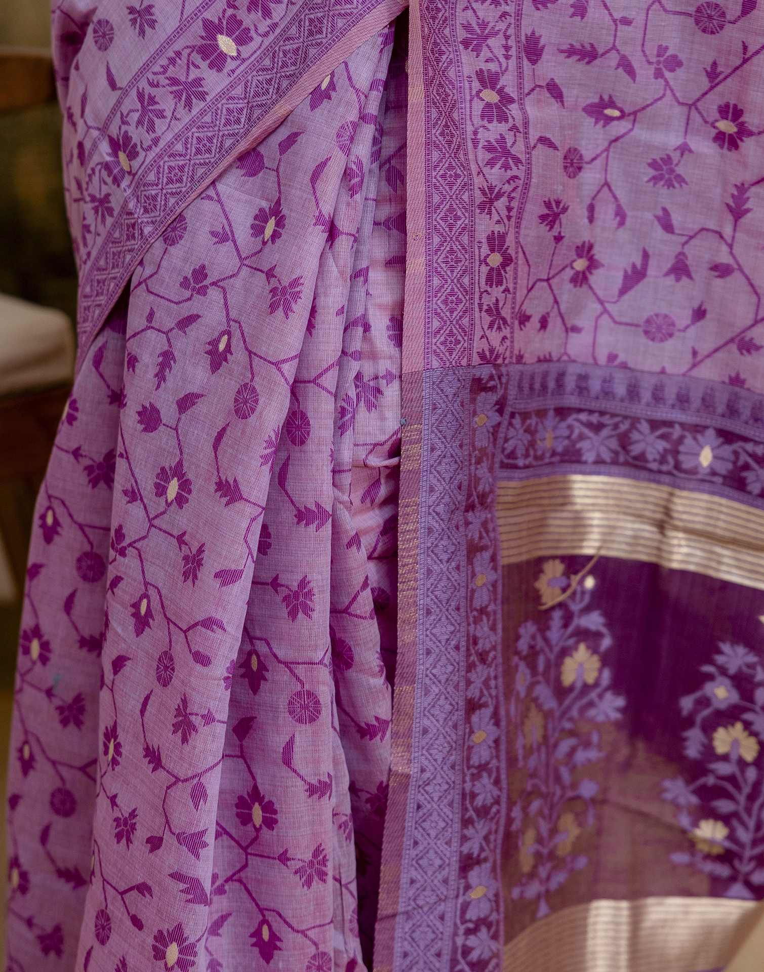 Lavender Cotton Woven Saree