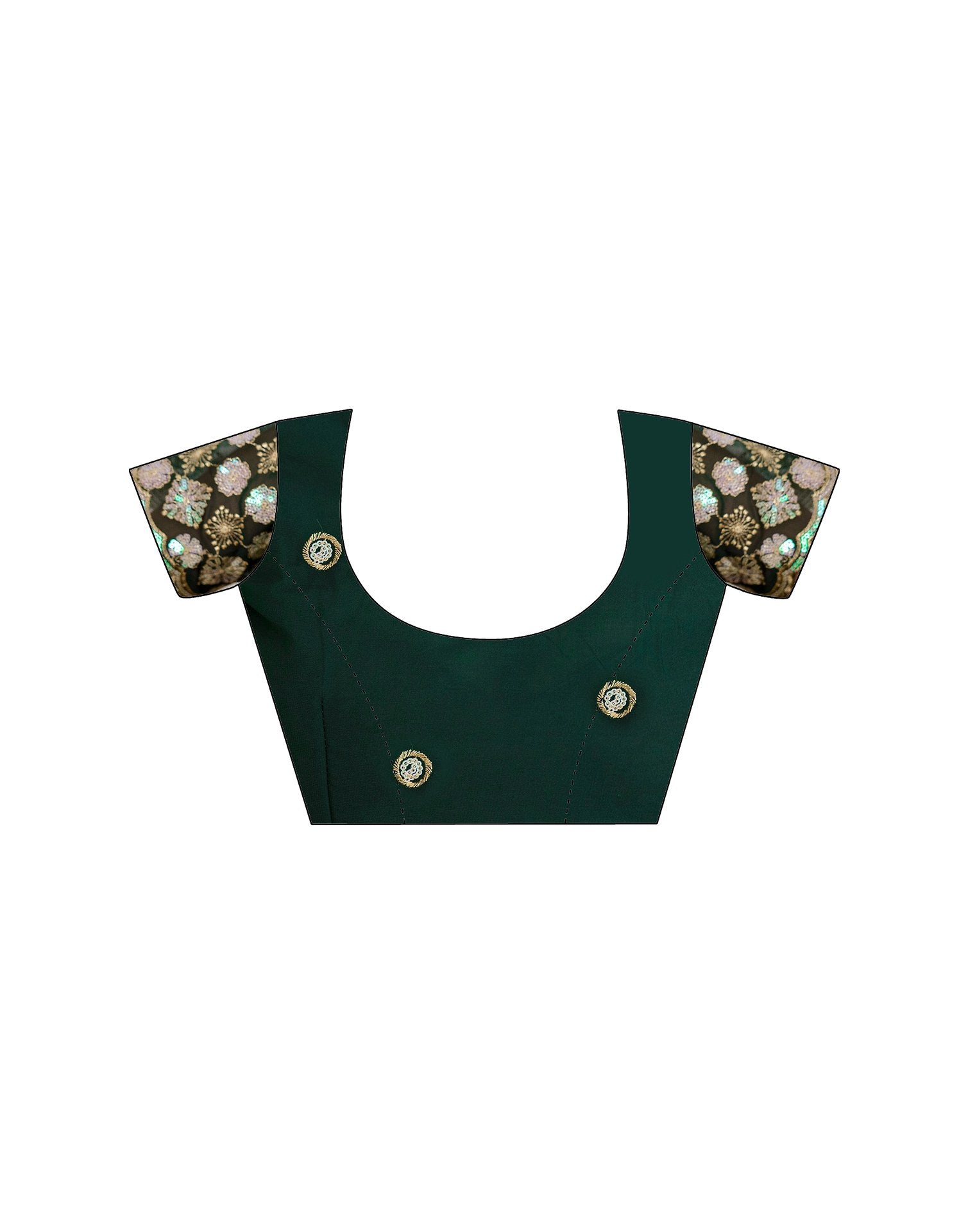 Dark Green Georgette Foil Printed Saree