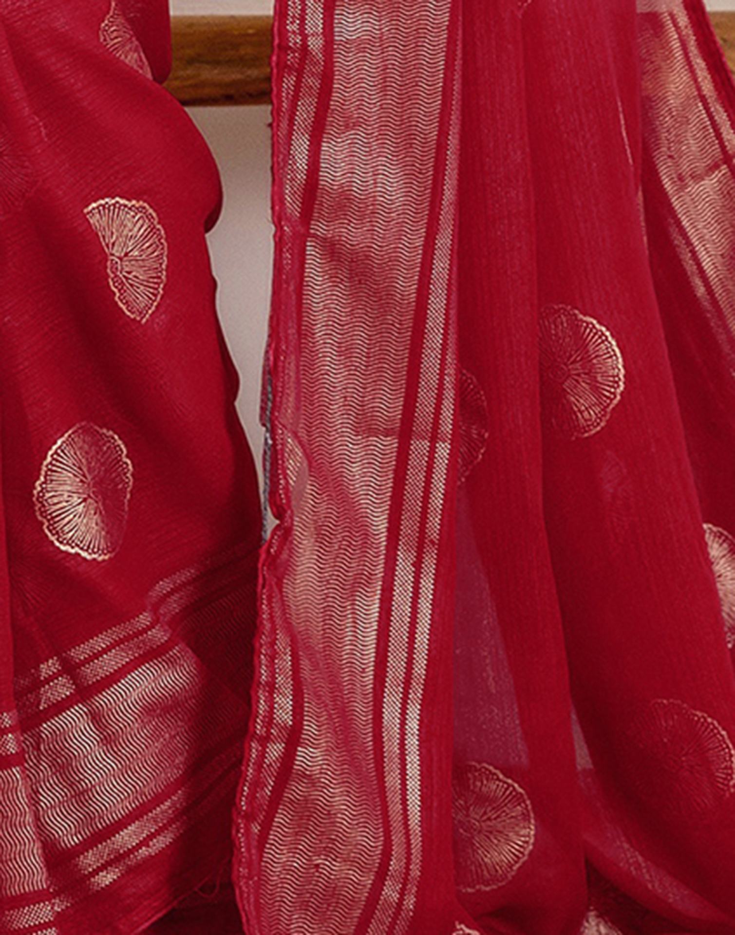 Dark Rani Pink Georgette Foil Printed Saree