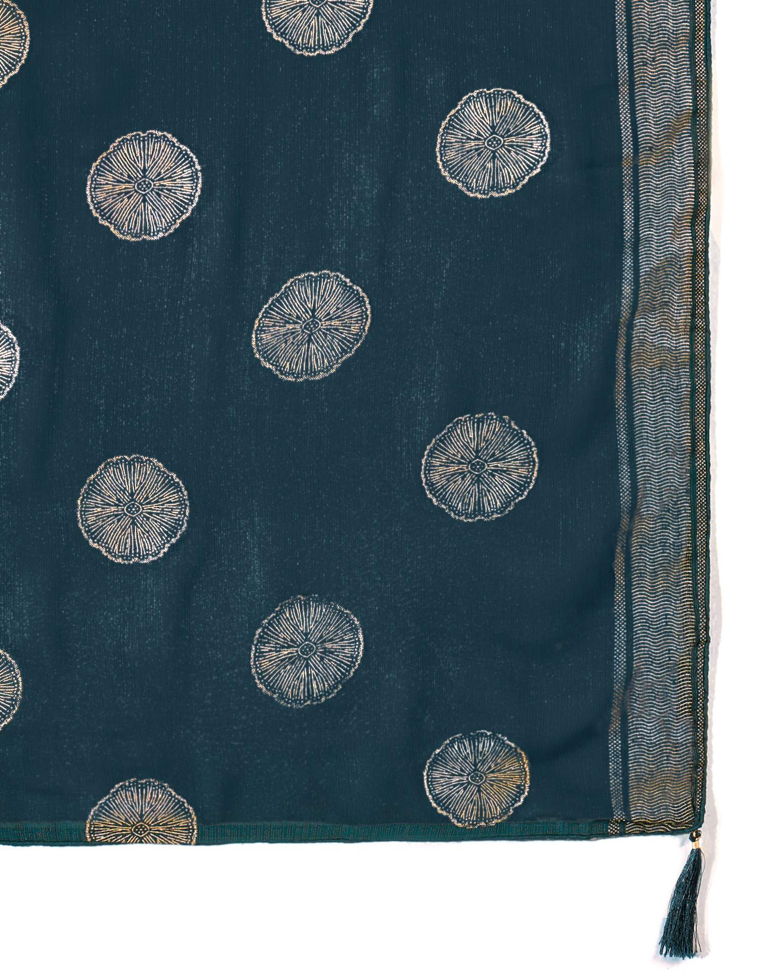 Rama Blue Georgette Foil Printed Saree