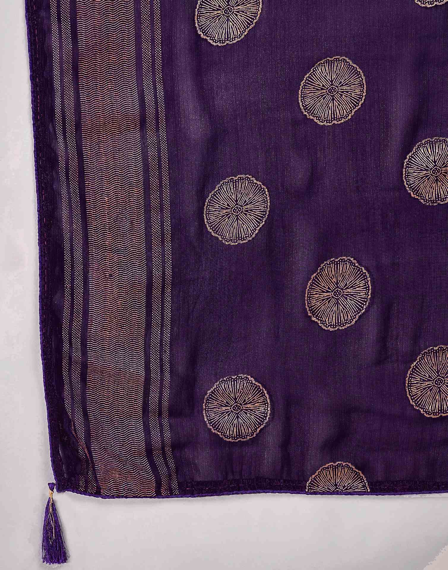 Purple Georgette Foil Printed Saree