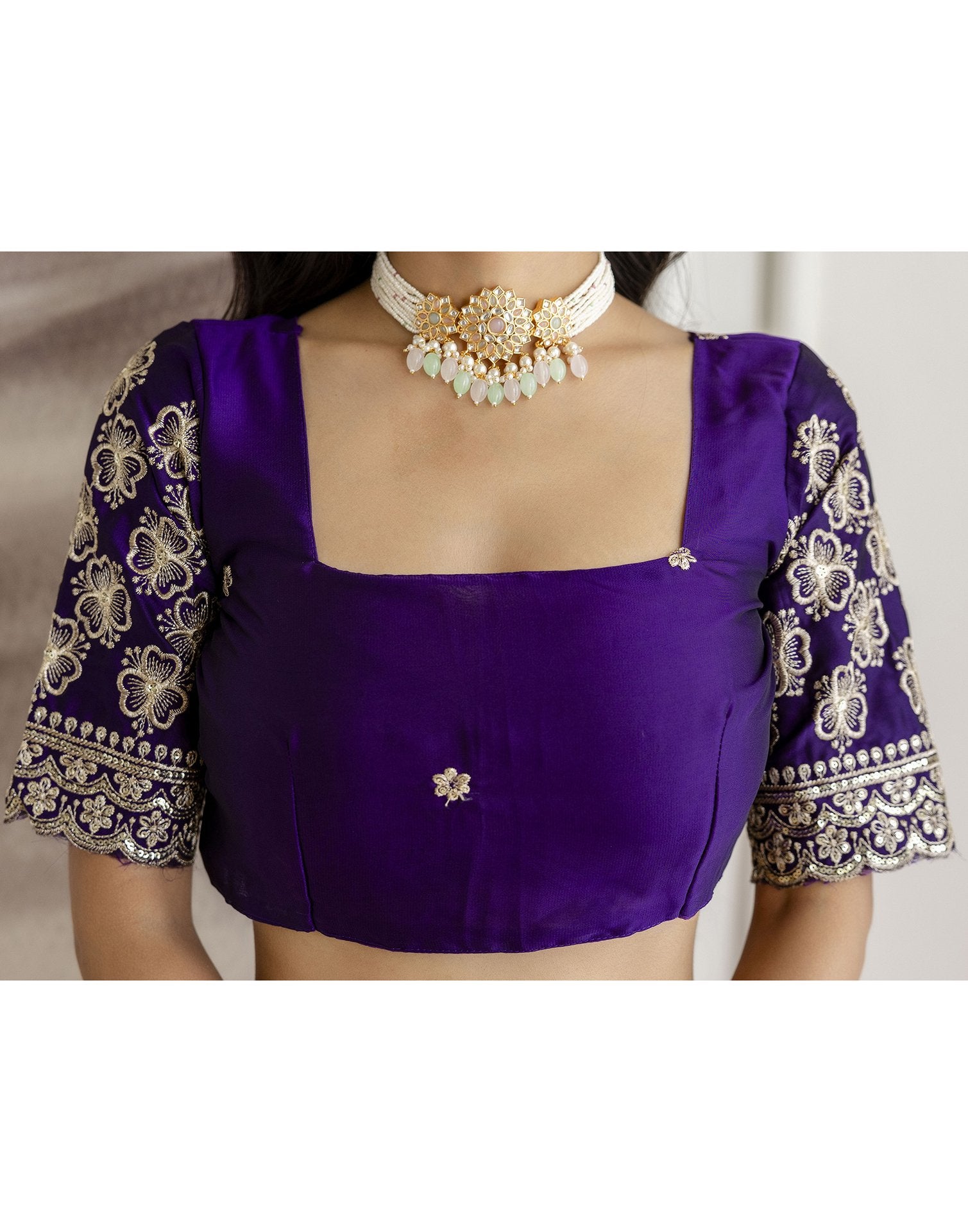 Lavender Chiffon Foil Printed Saree