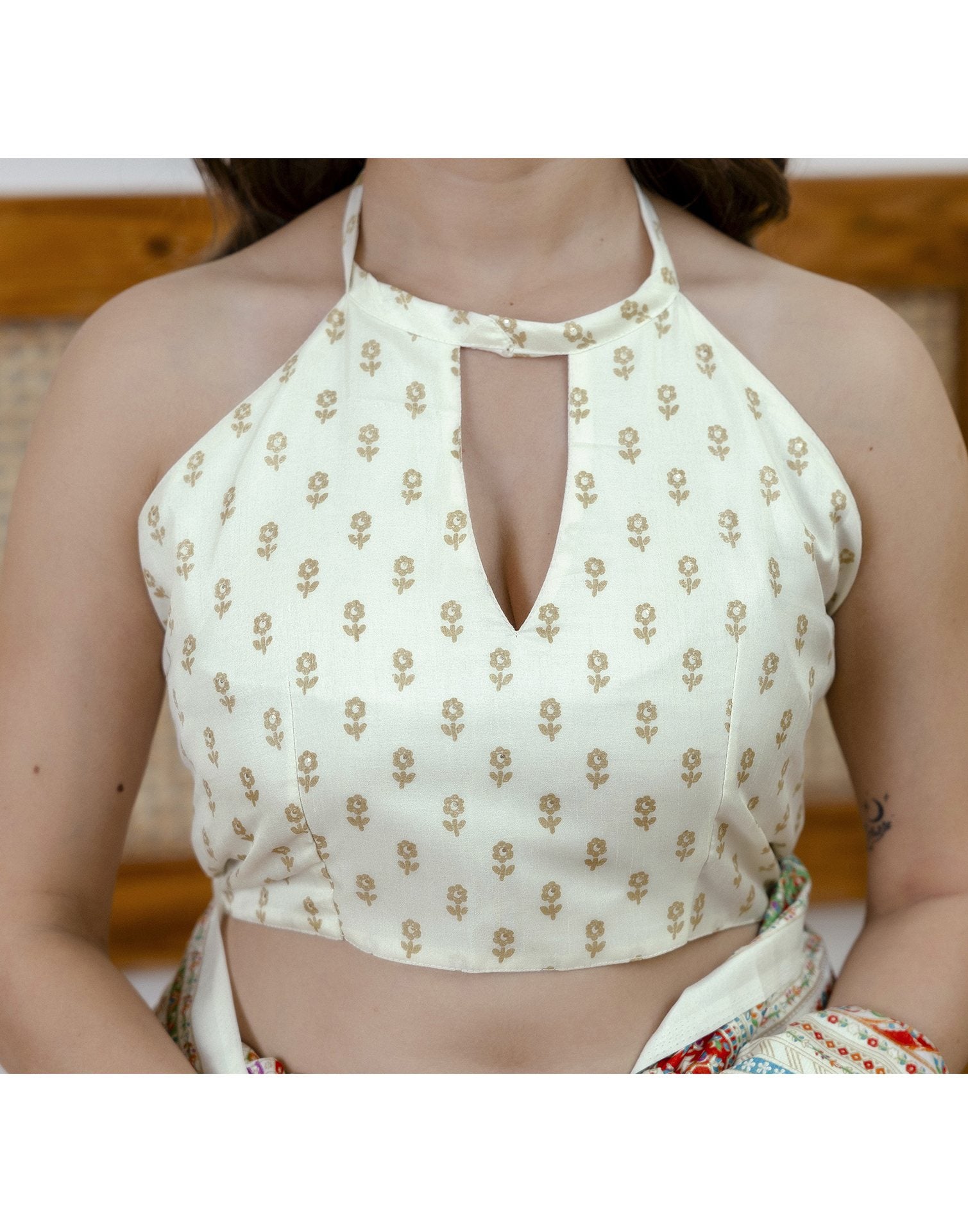 Off White Silk Printed Saree