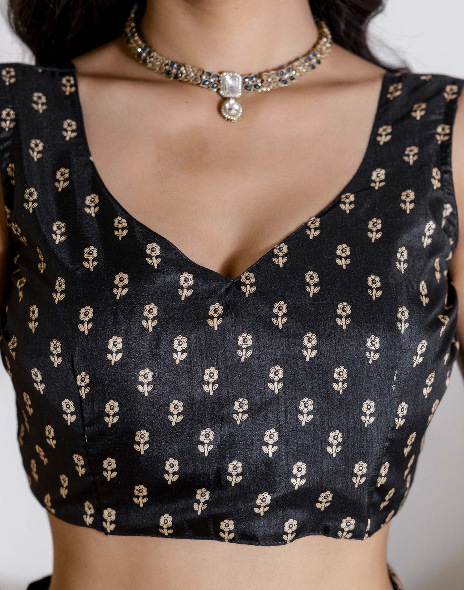 Black Silk Printed Saree