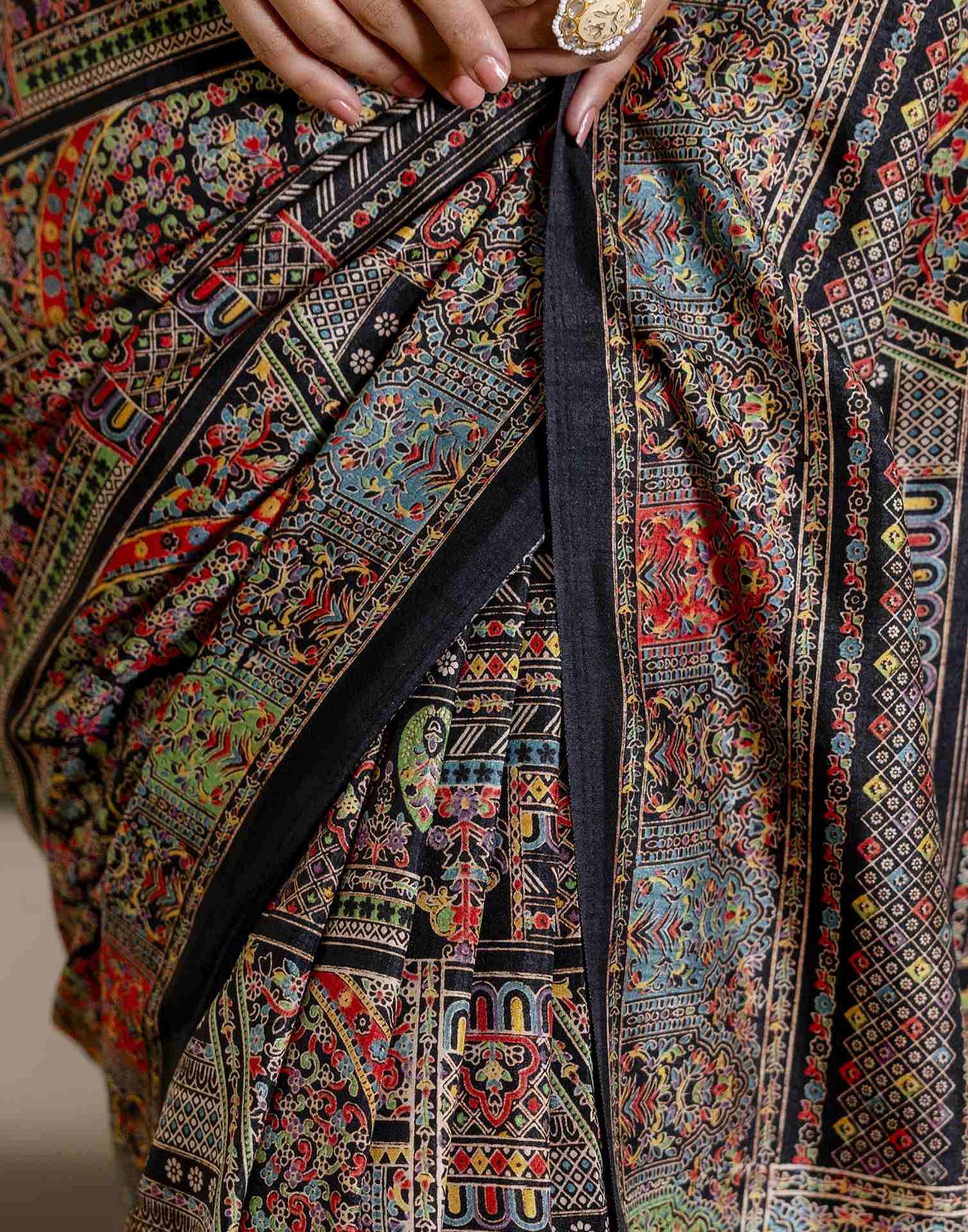 Black Silk Printed Saree