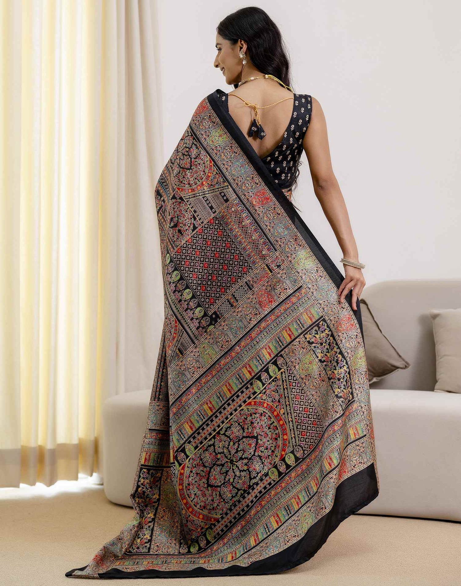Black Silk Printed Saree