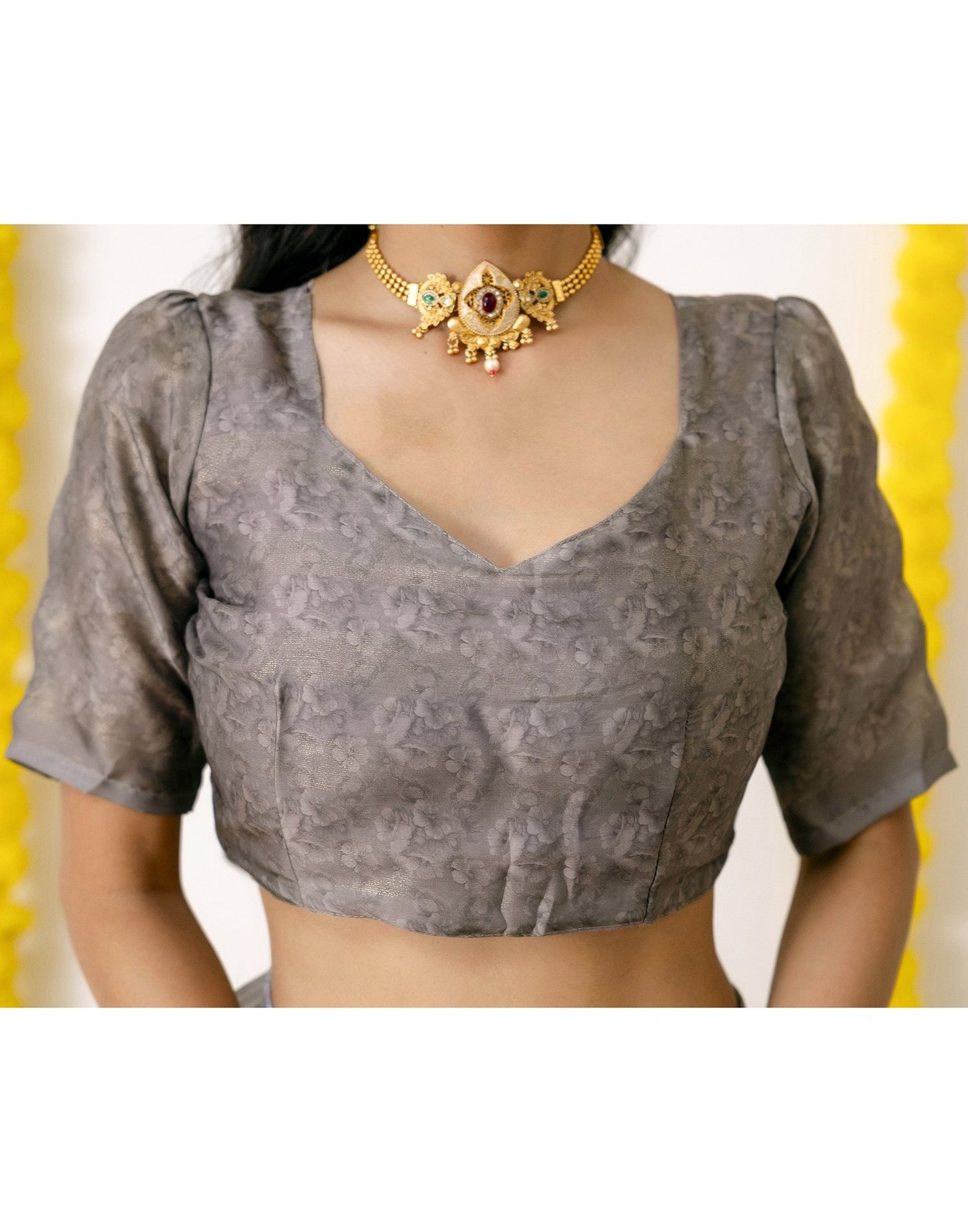 Grey Silk Printed Saree