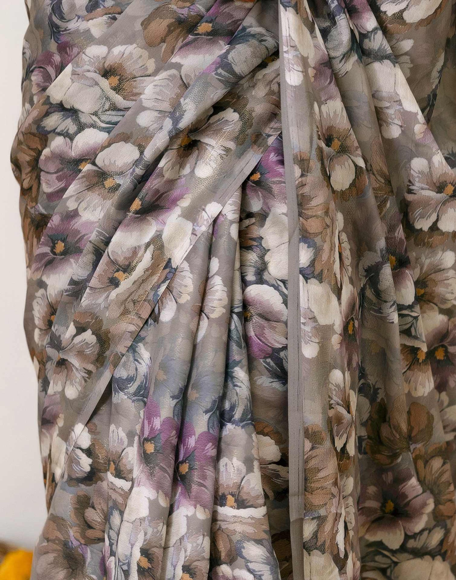 Grey Silk Printed Saree