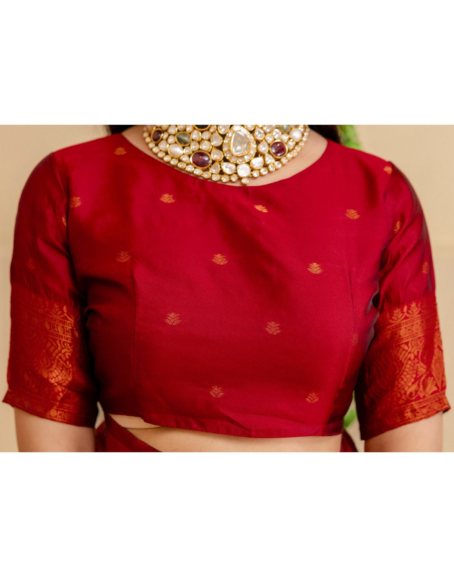 Beige Silk Woven Saree