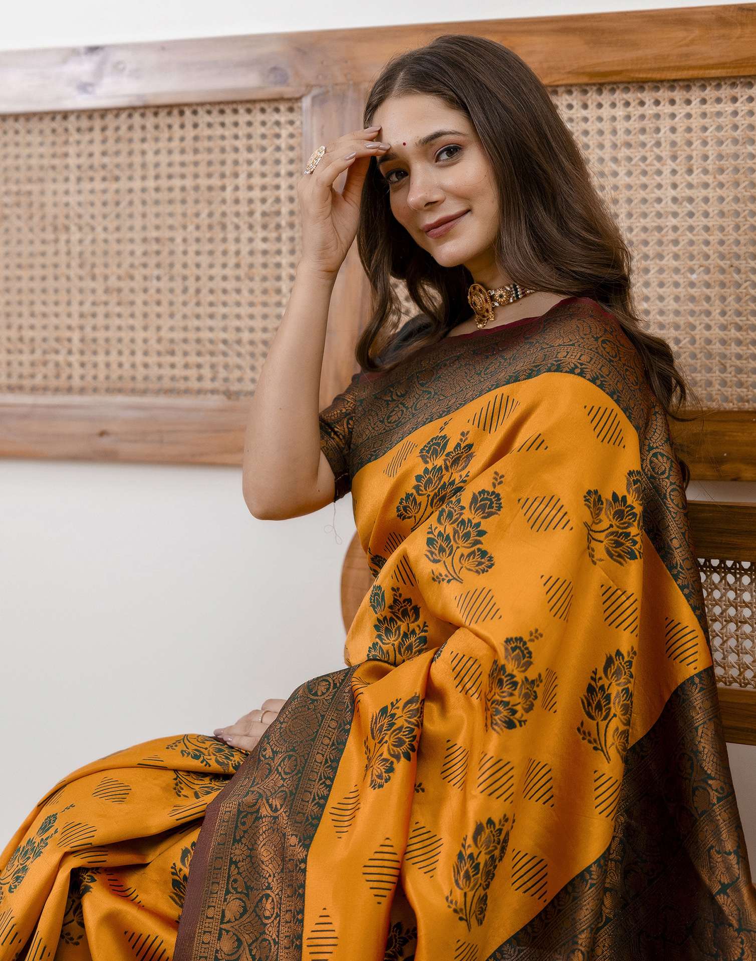 Mustard Yellow Silk Woven Saree