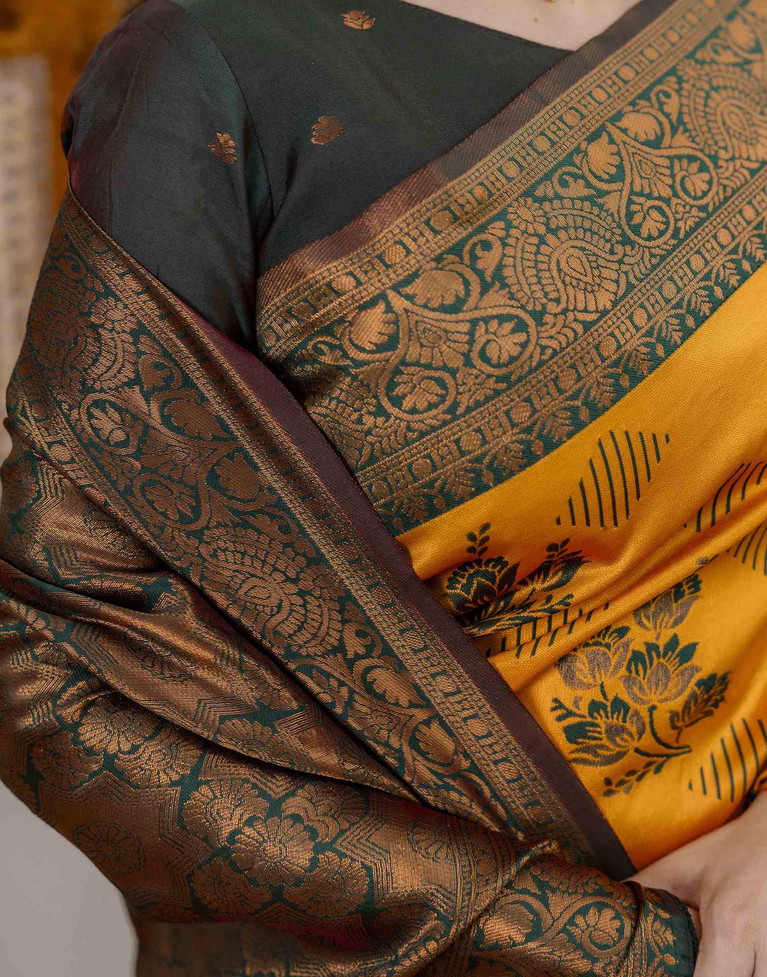 Mustard Yellow Silk Woven Saree