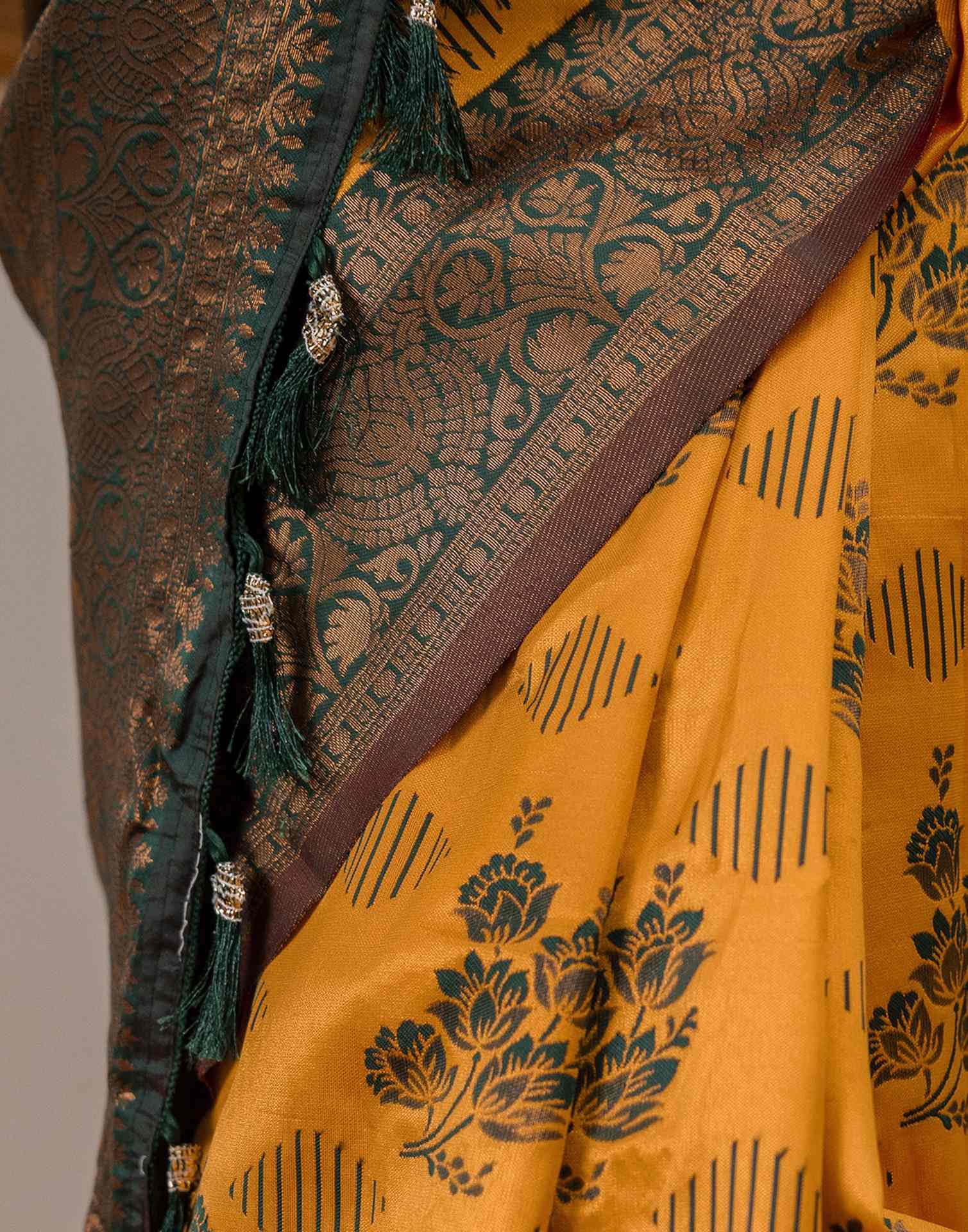 Mustard Yellow Silk Woven Saree