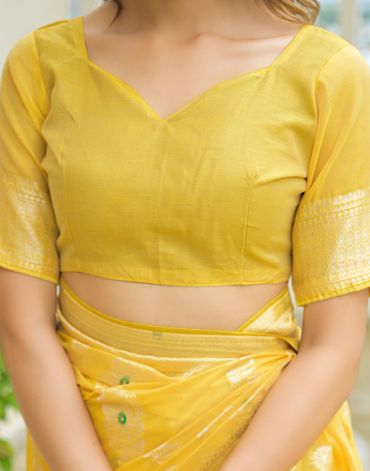 Light Yellow Chanderi Woven Saree