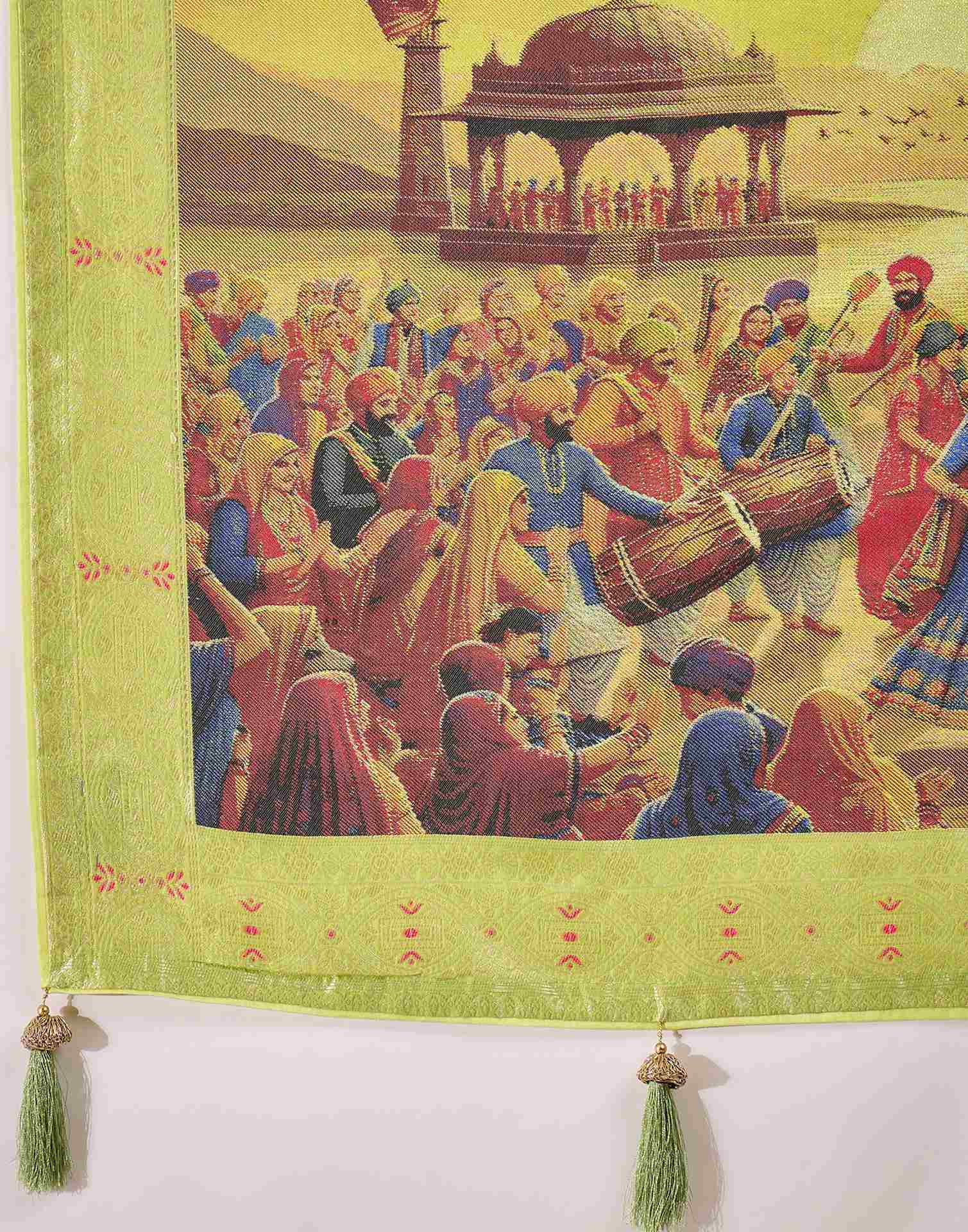 Parrot Green Chanderi Woven Saree