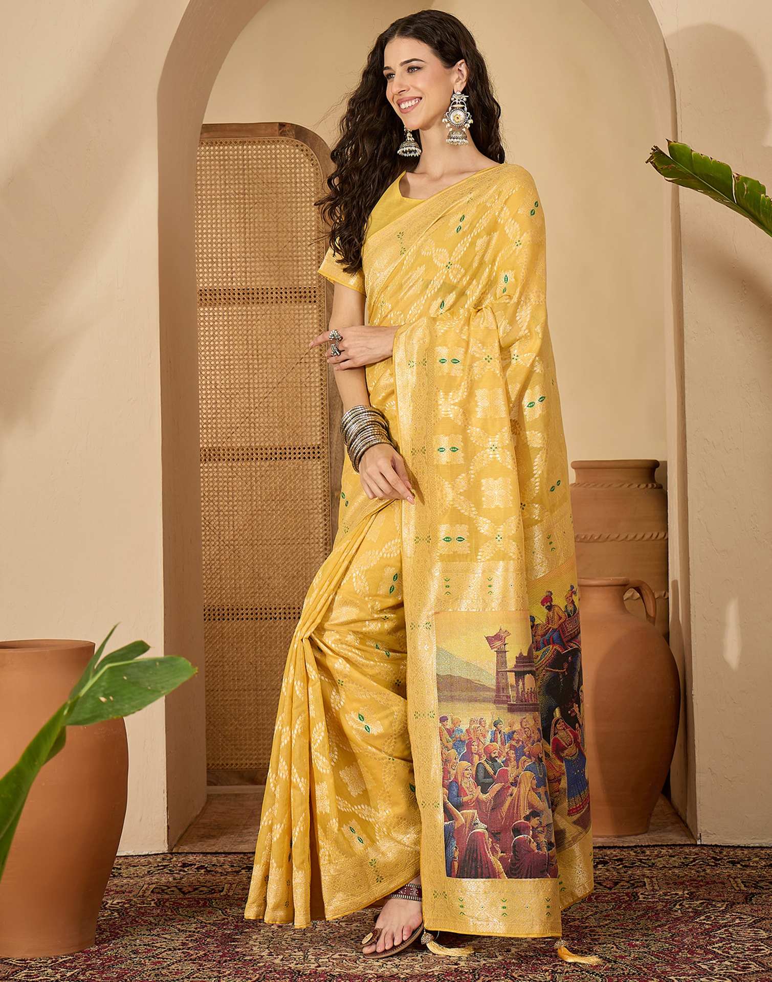 Light Green Chanderi Woven Saree