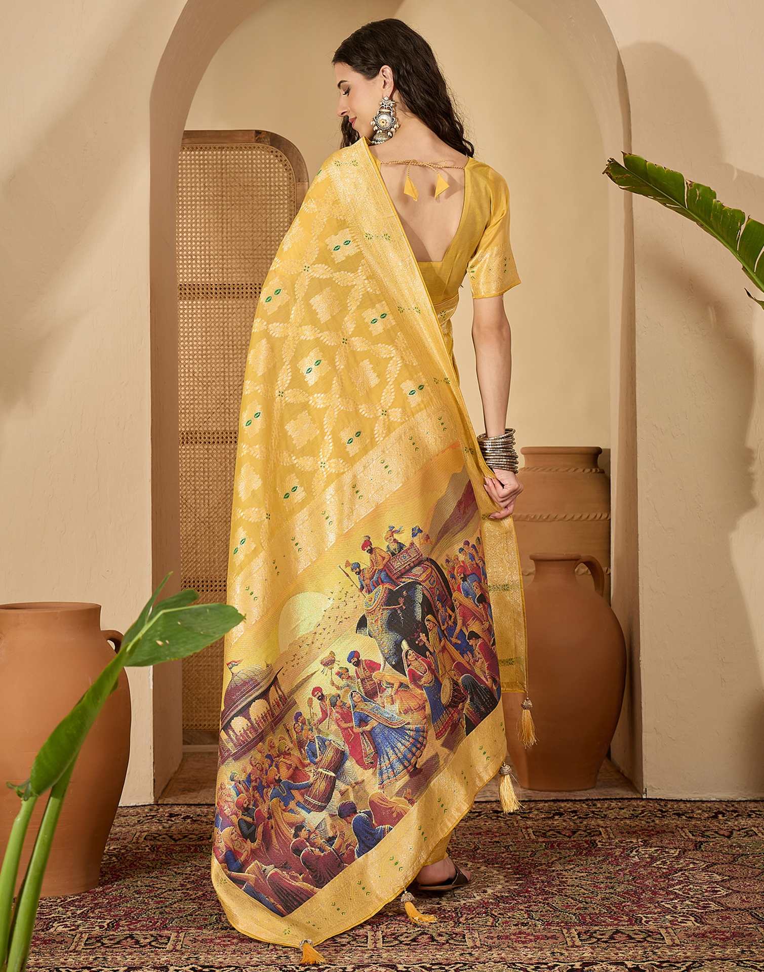 Light Green Chanderi Woven Saree