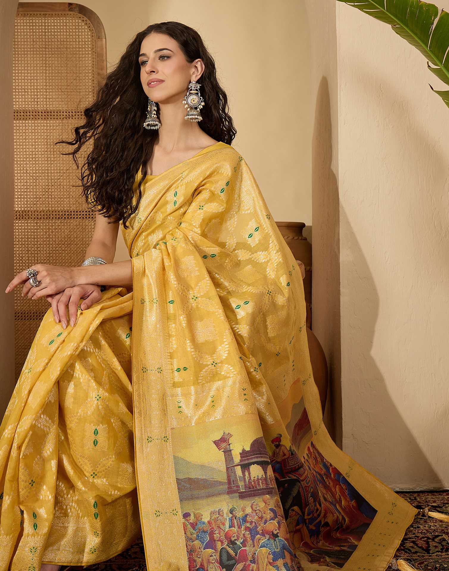 Light Green Chanderi Woven Saree