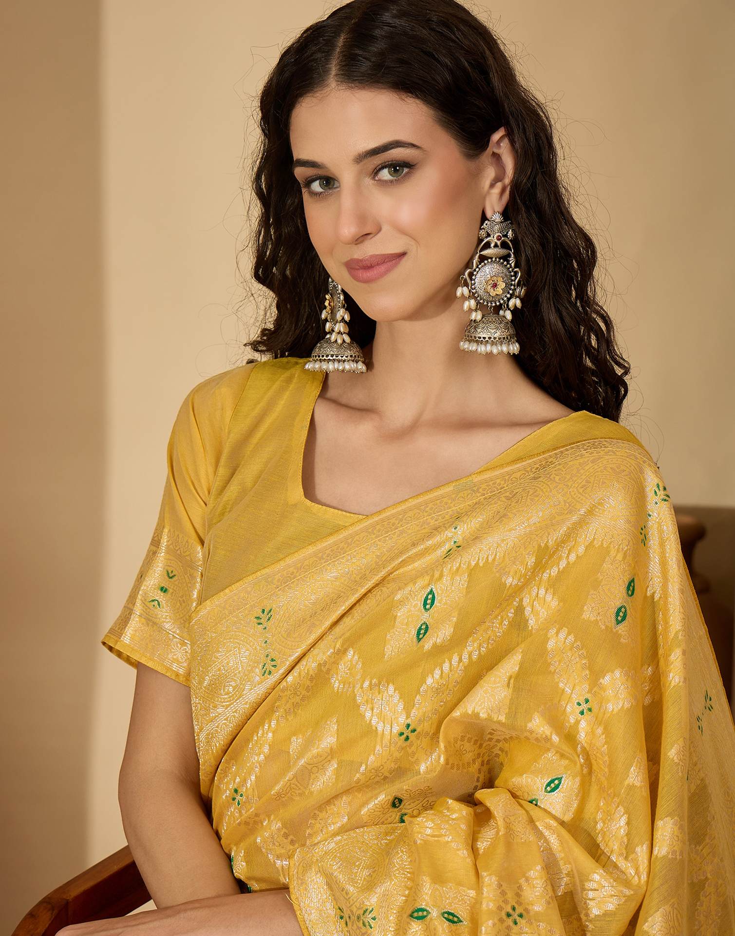 Light Green Chanderi Woven Saree