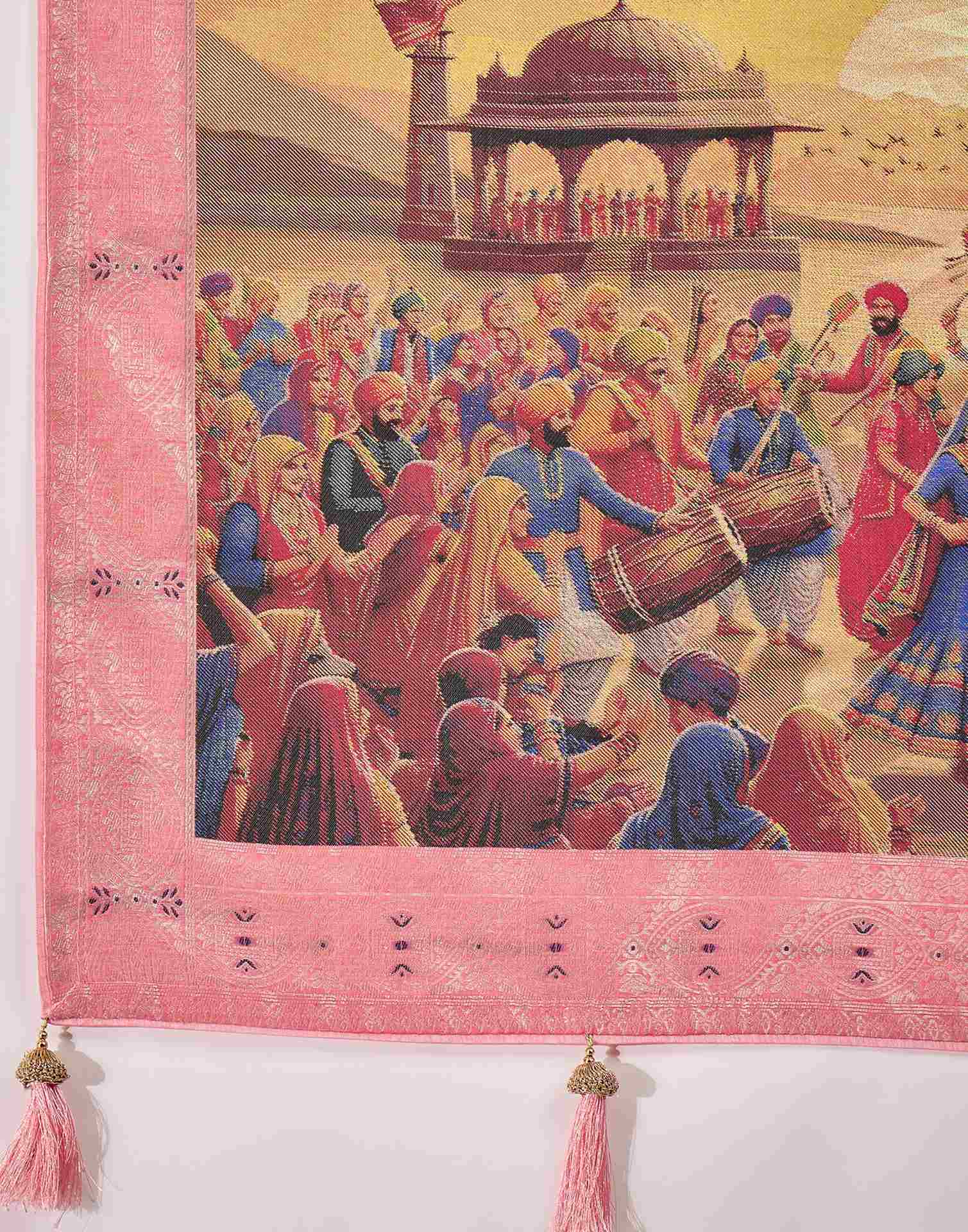 Pink Chanderi Woven Saree
