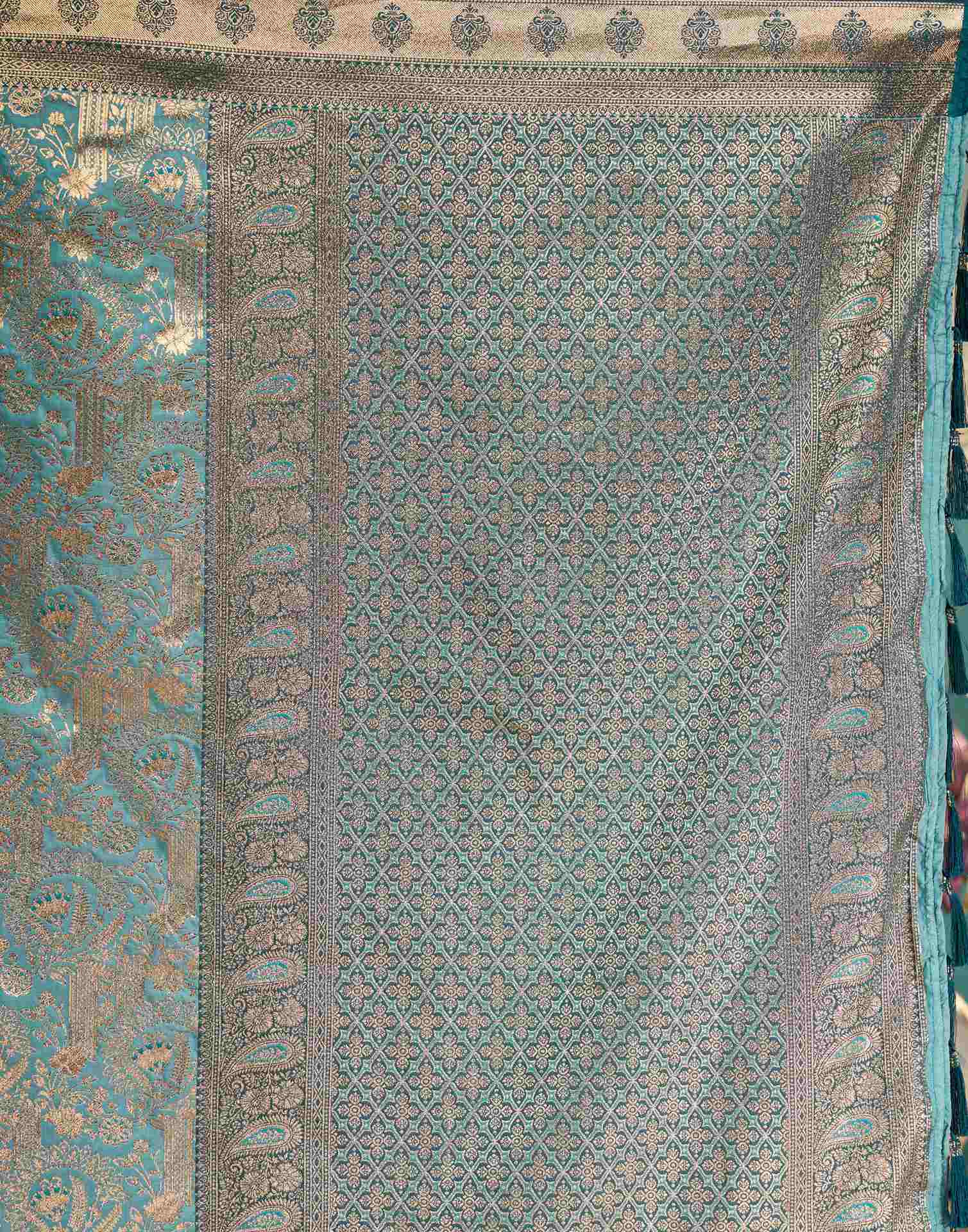 Sea Green Silk Woven Saree