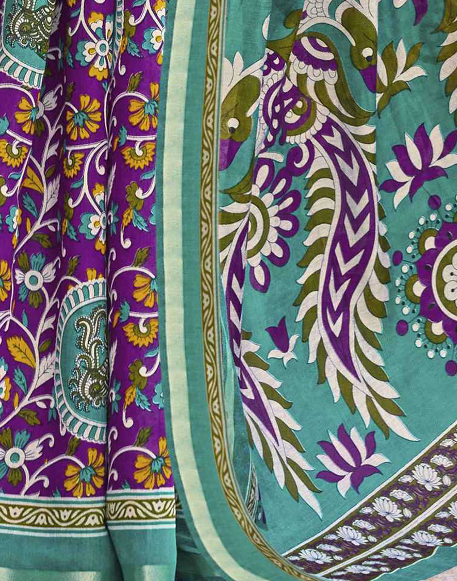 Magenta Cotton Printed Patola Saree