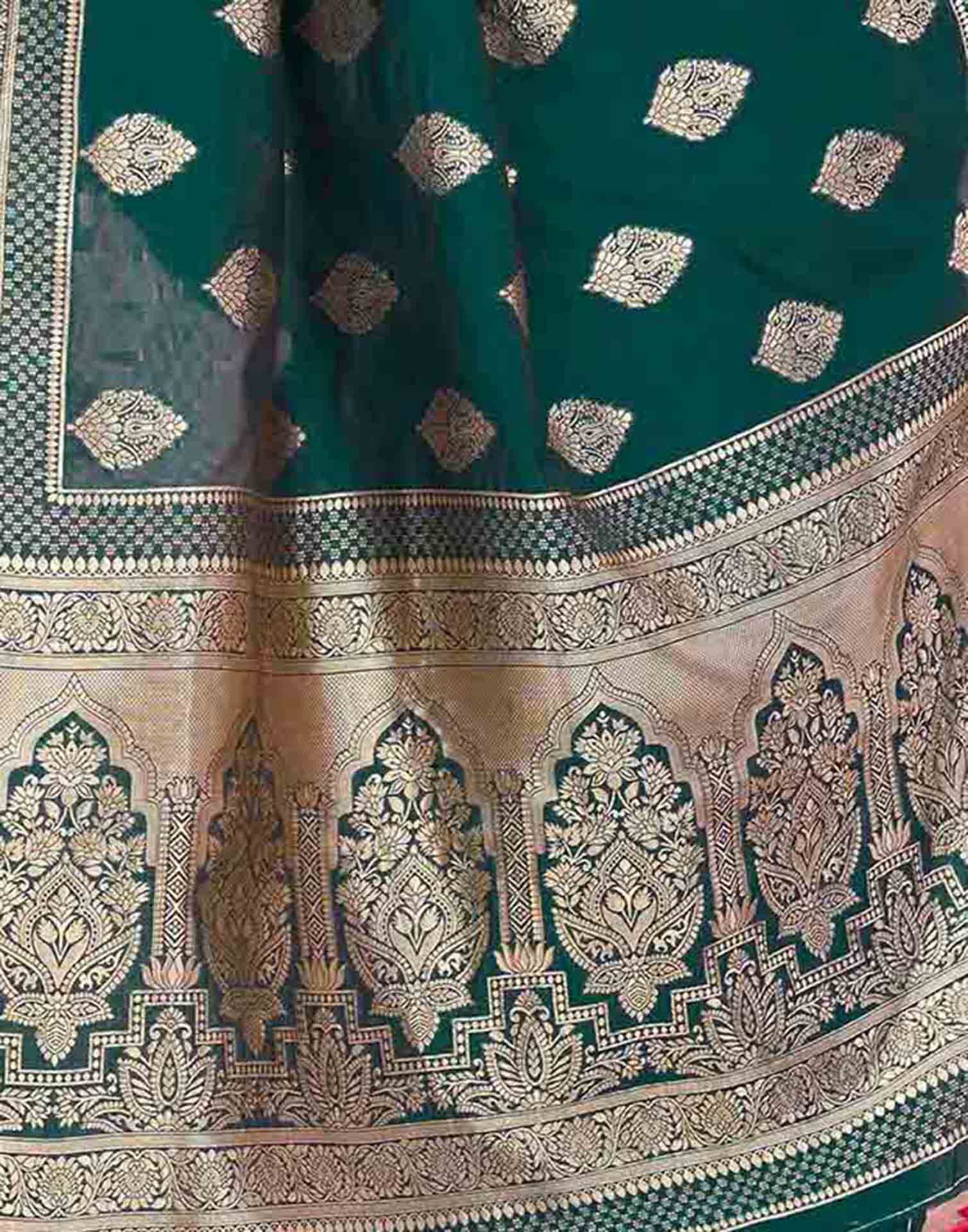 Rama Green Silk Woven Banarasi Saree