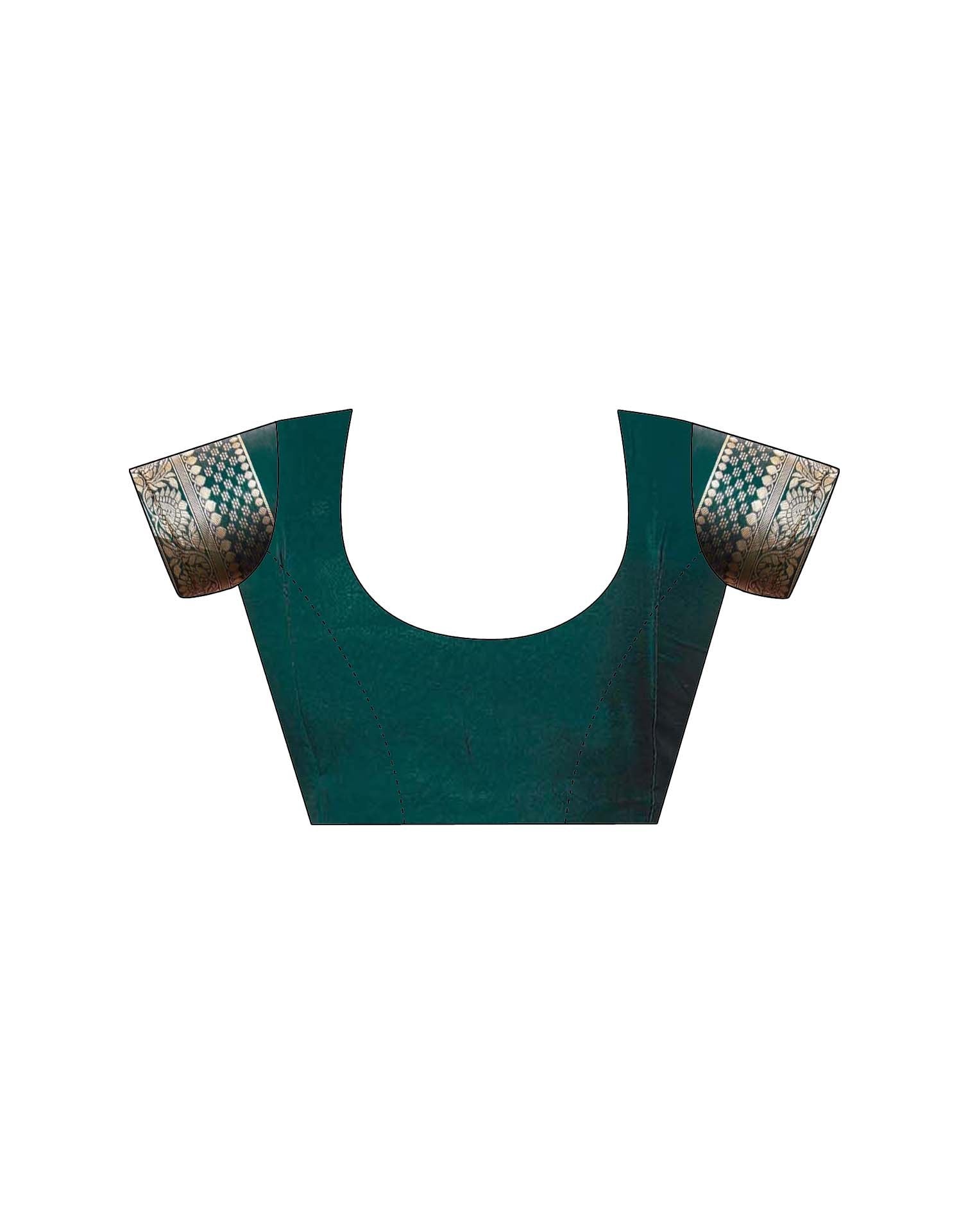 Rama Green Silk Woven Banarasi Saree