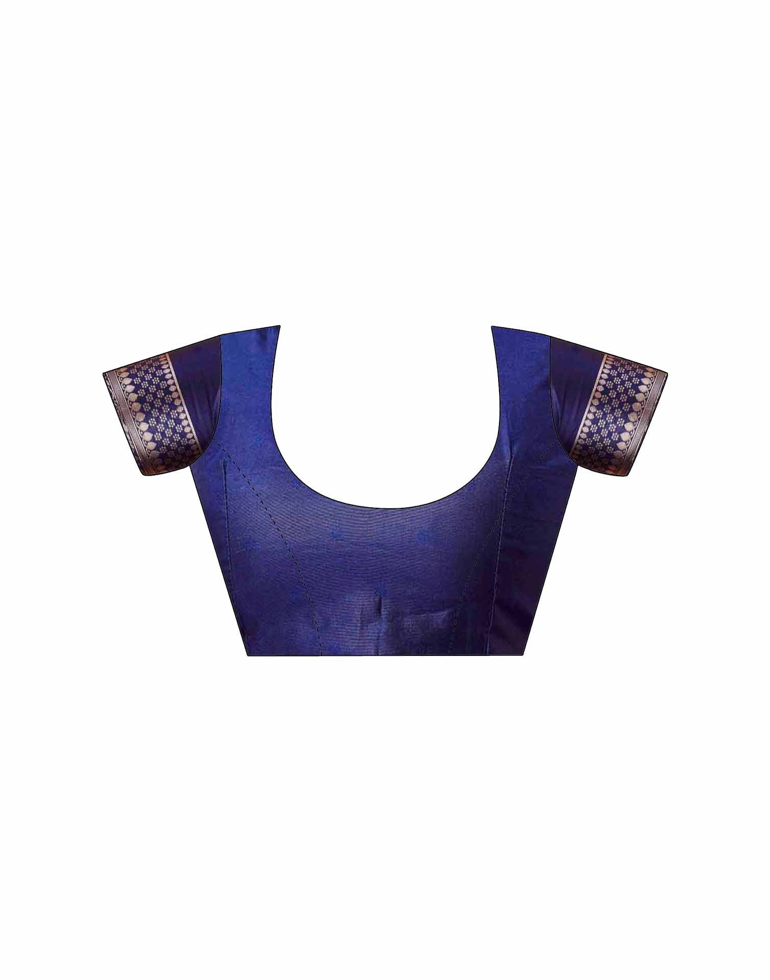 Dark Blue Silk Woven Banarasi Saree