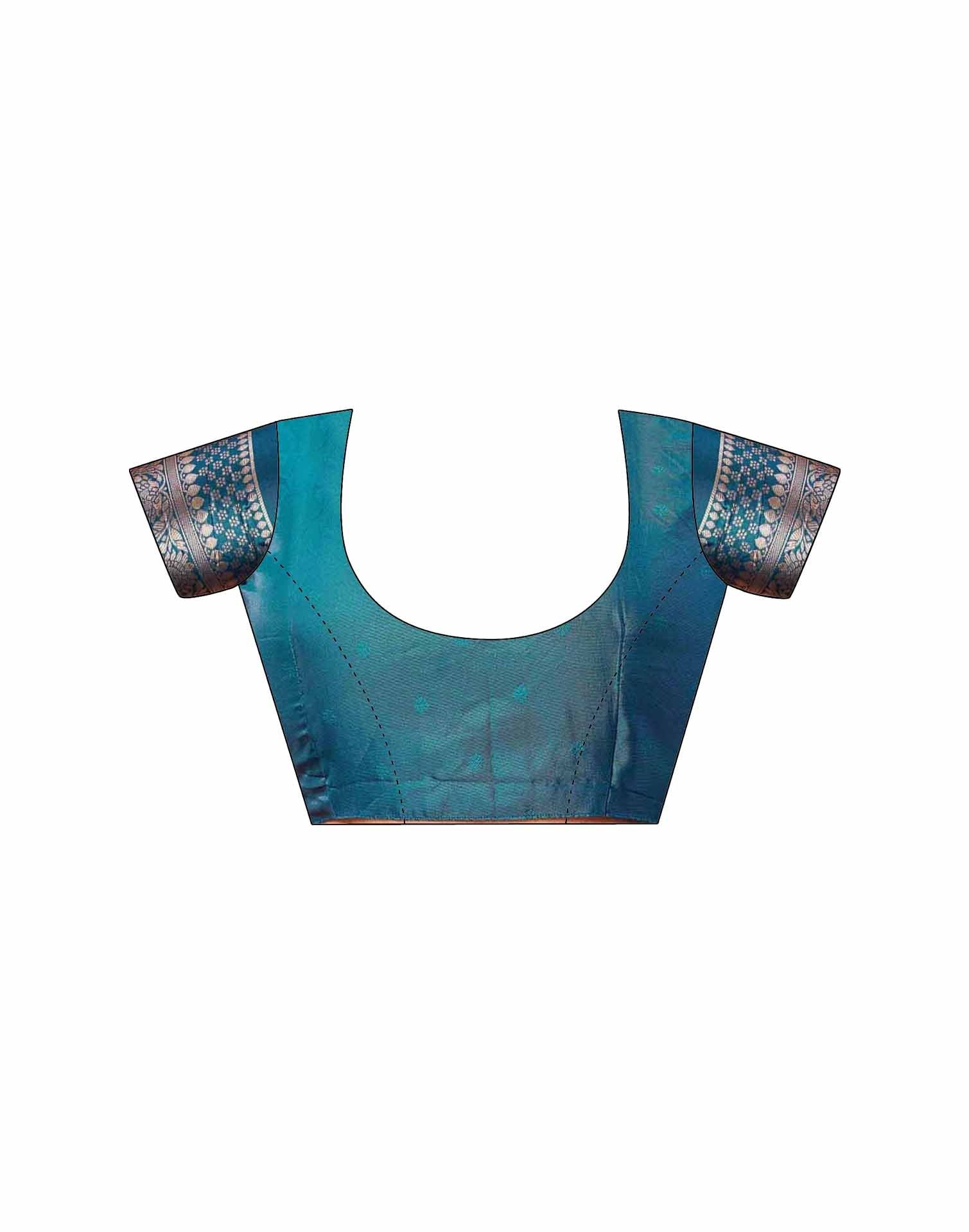 Teal Green Silk Woven Banarasi Saree