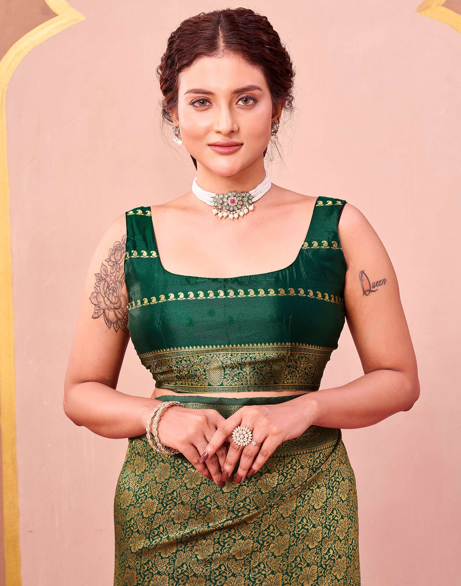Dark Green Silk Woven Banarasi Saree