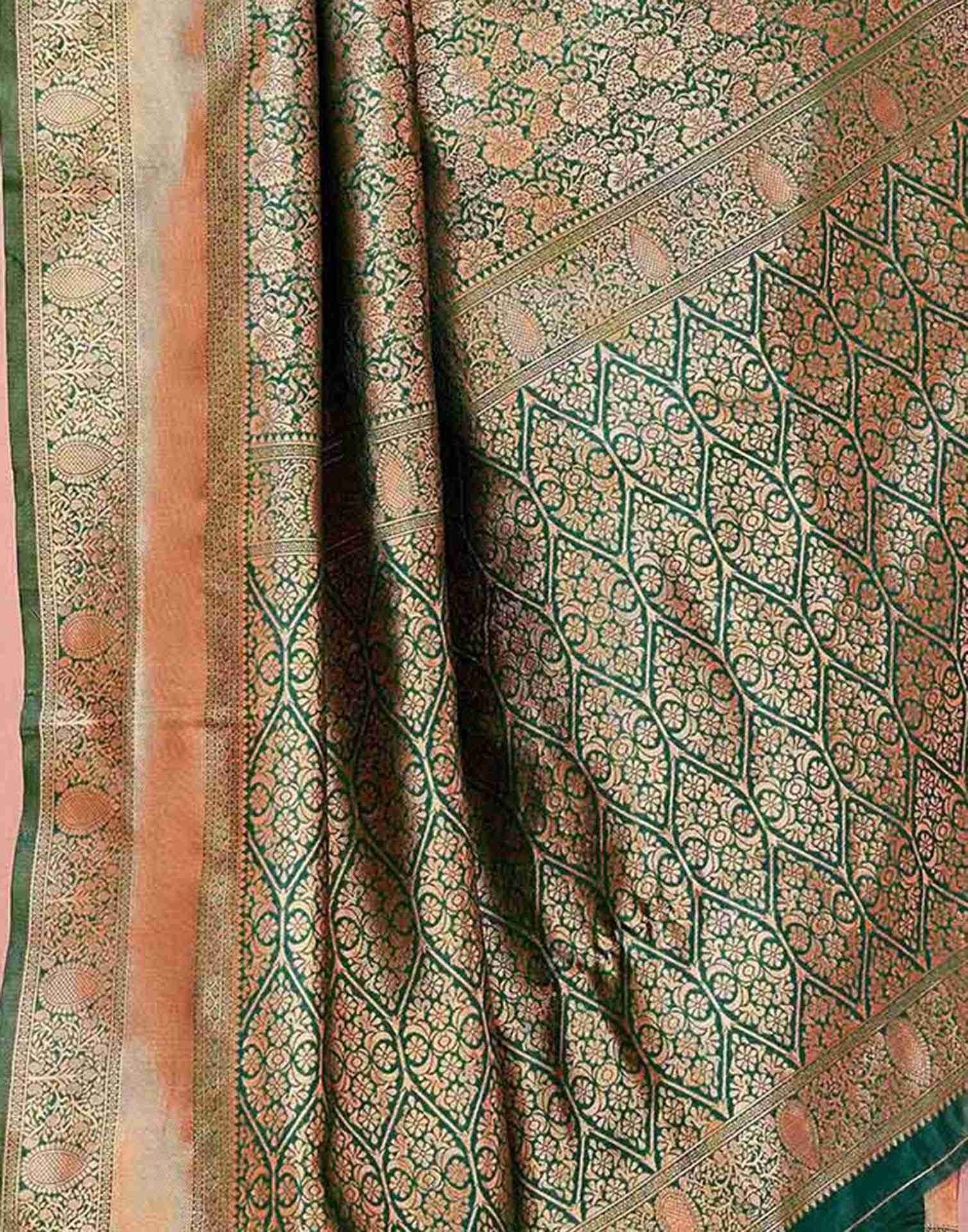 Dark Green Silk Woven Banarasi Saree