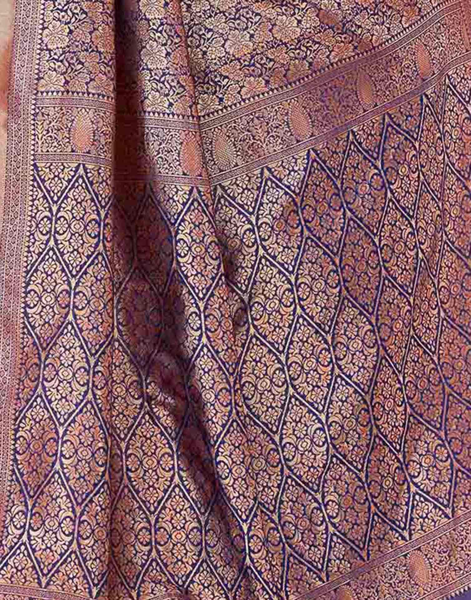 Dark Purple Silk Woven Banarasi Saree