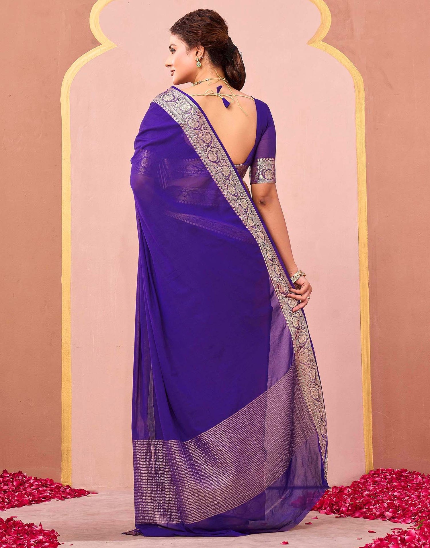 Purple Chiffon Woven Saree