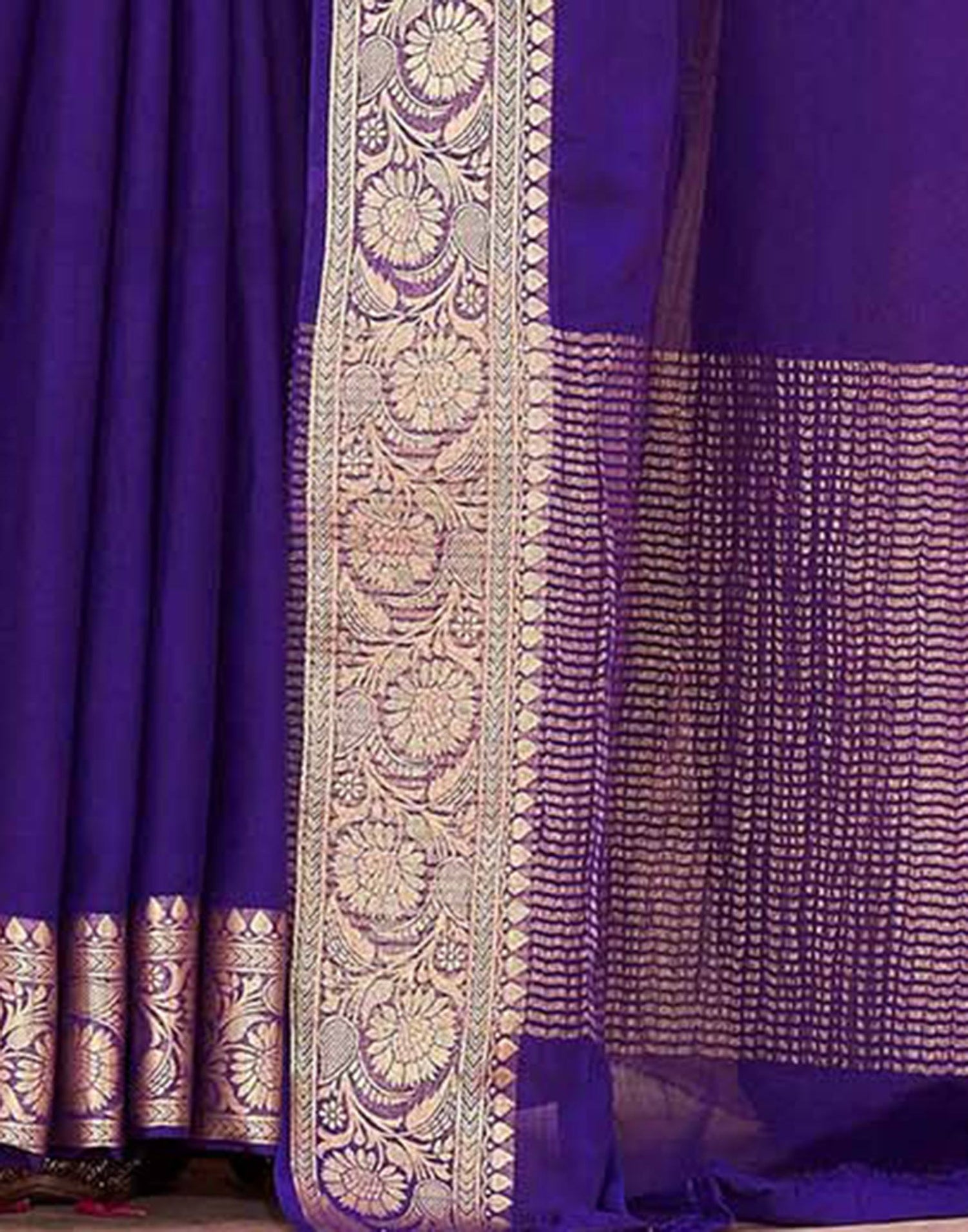 Purple Chiffon Woven Saree