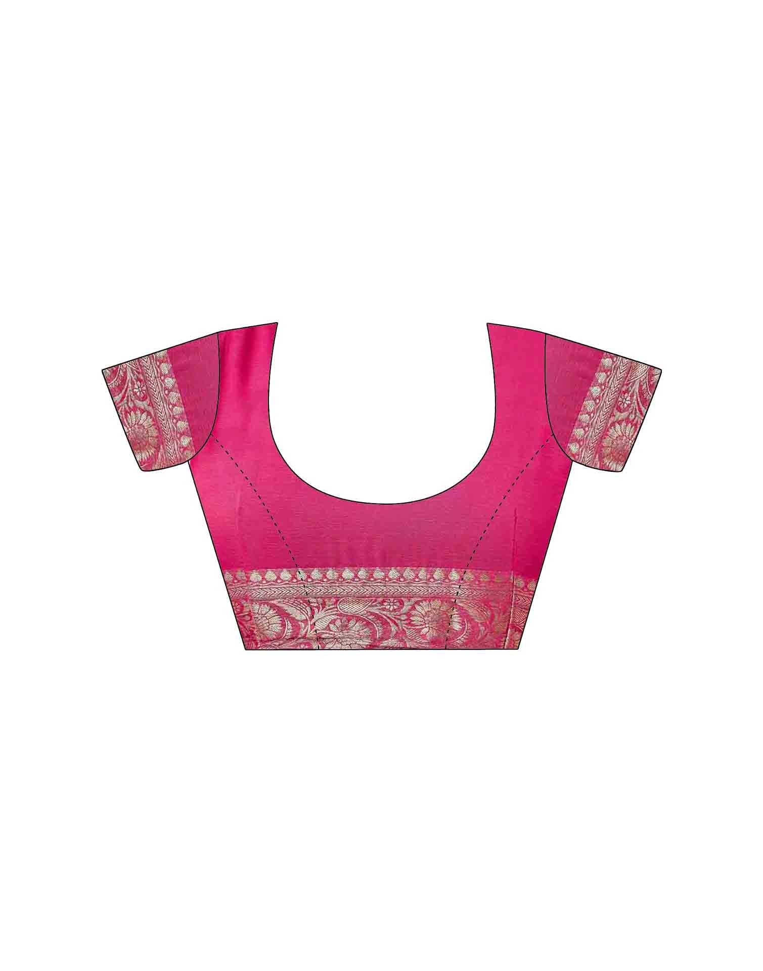 Bright Pink Chiffon Woven Saree