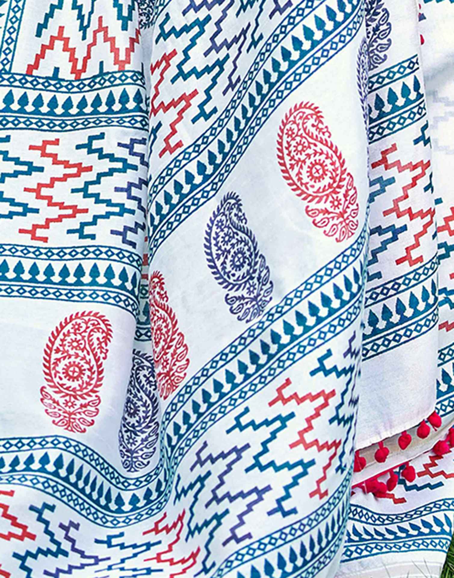 Off White Chanderi Printed Saree