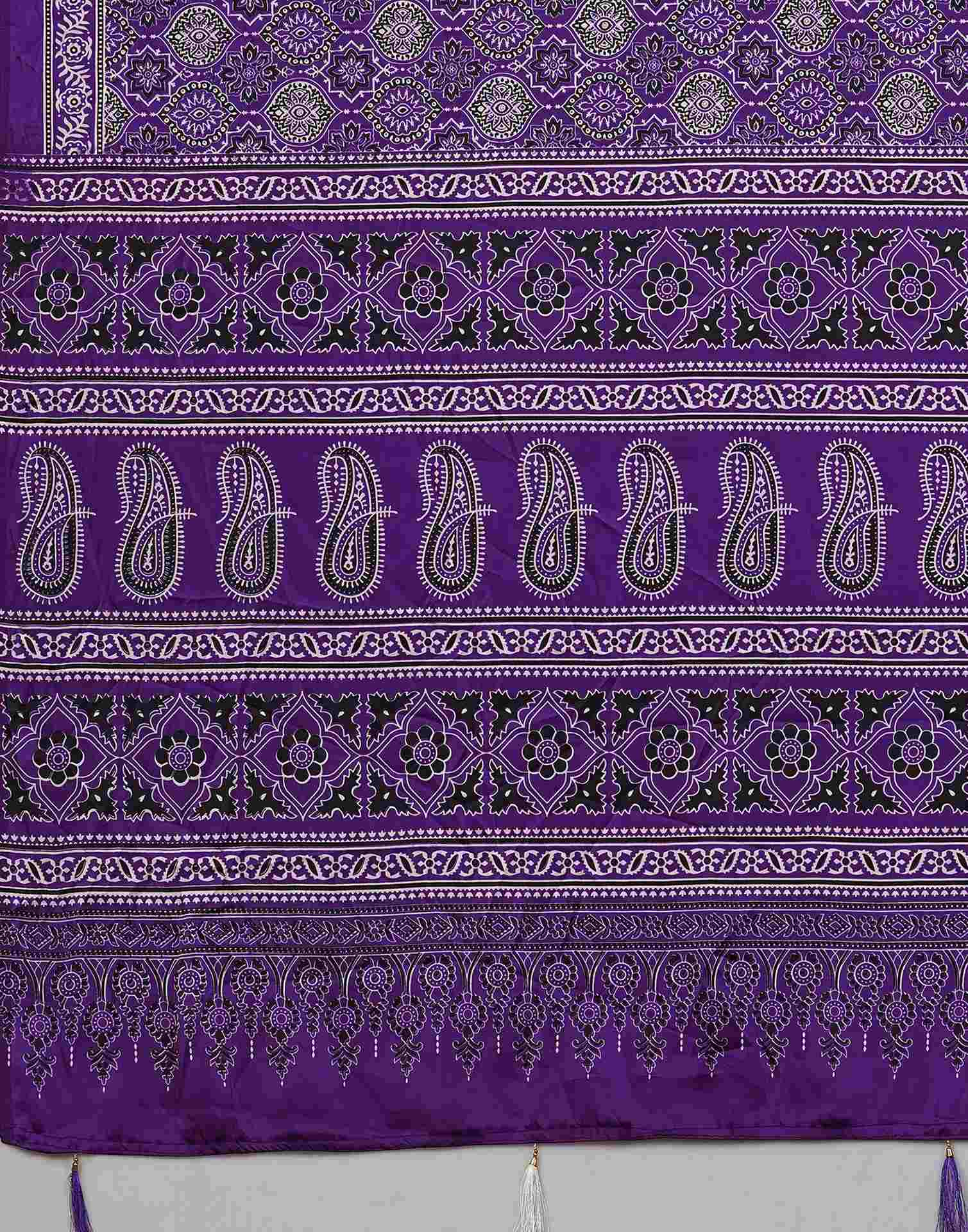 Violet Satin Printed Saree