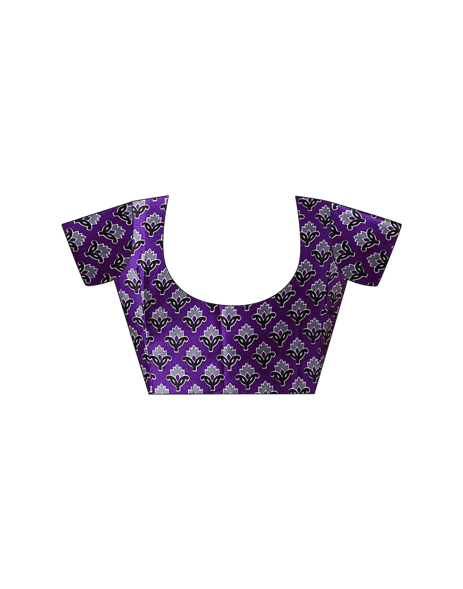 Violet Satin Printed Saree
