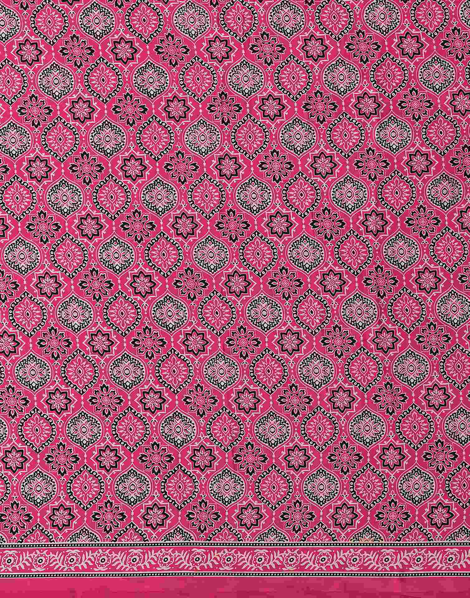 Pink Satin Printed Saree