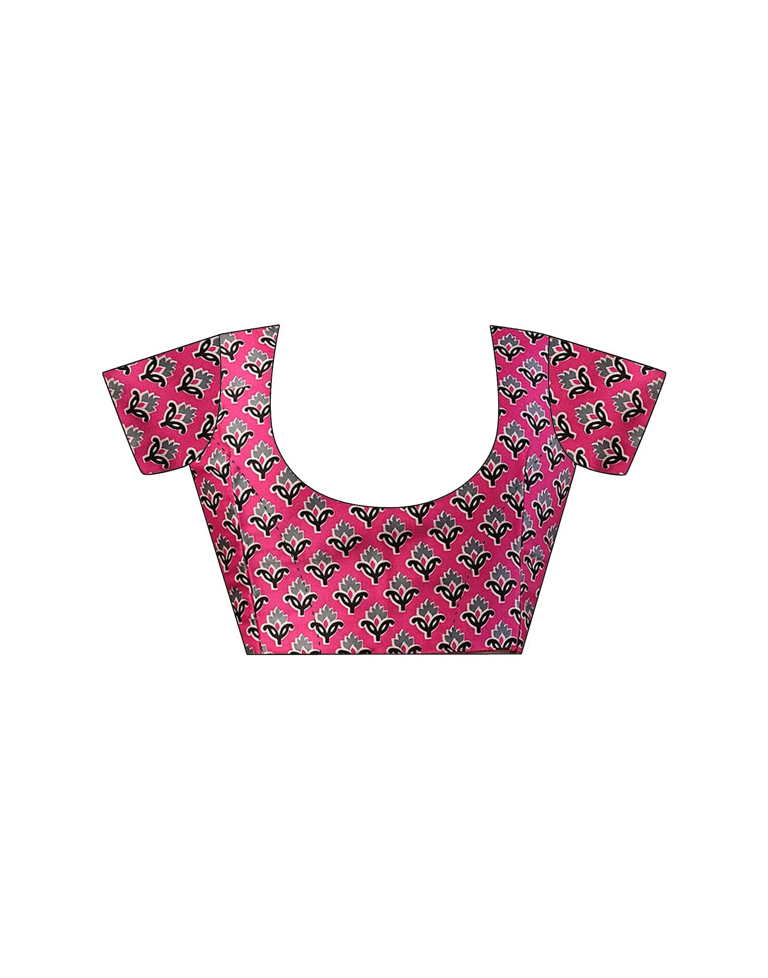 Pink Satin Printed Saree