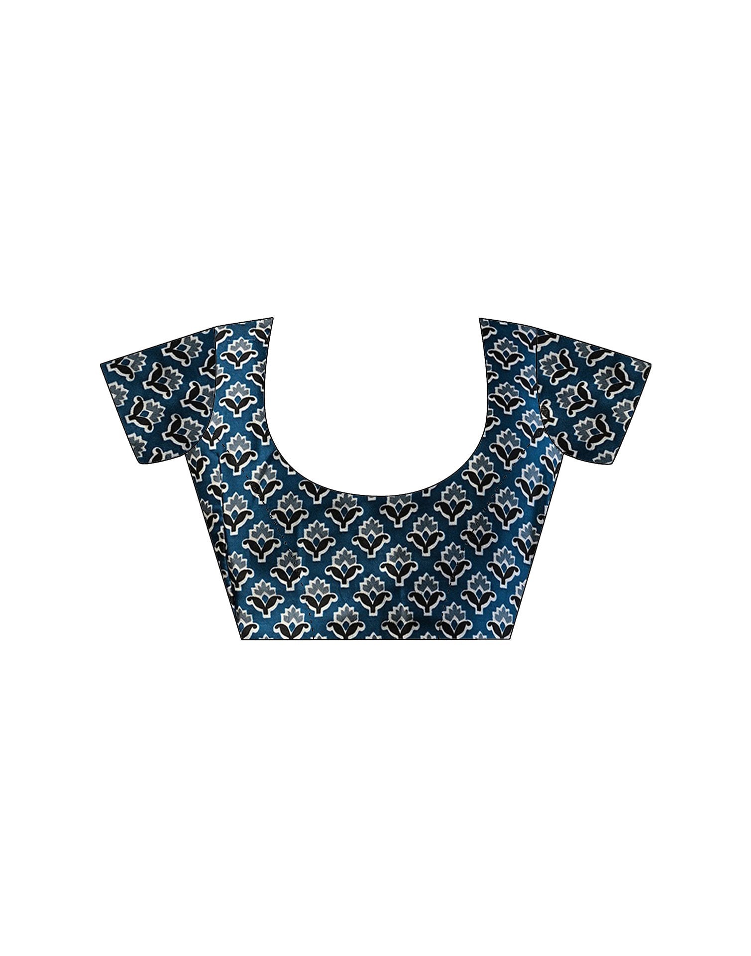 Rama Blue Satin Printed Saree