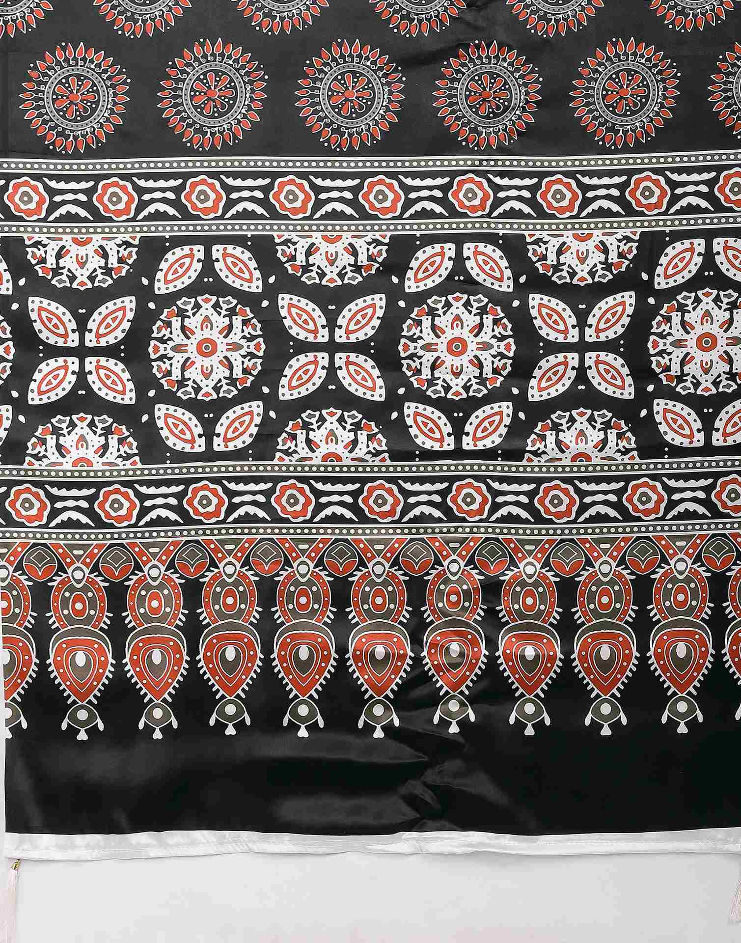 Brown Satin Printed Saree