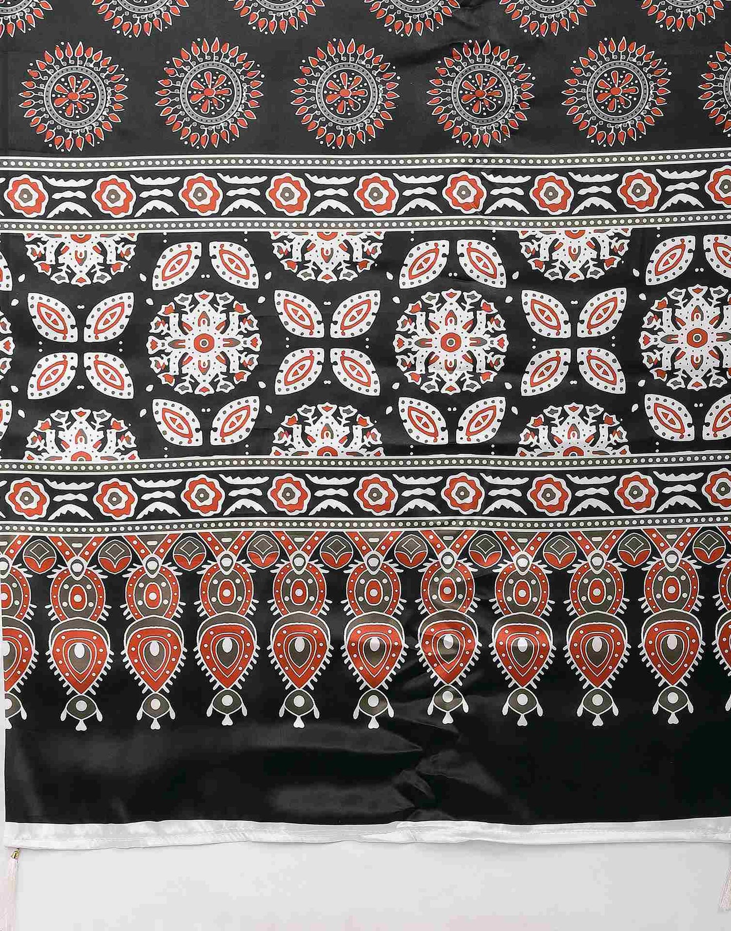 Brown Satin Printed Saree