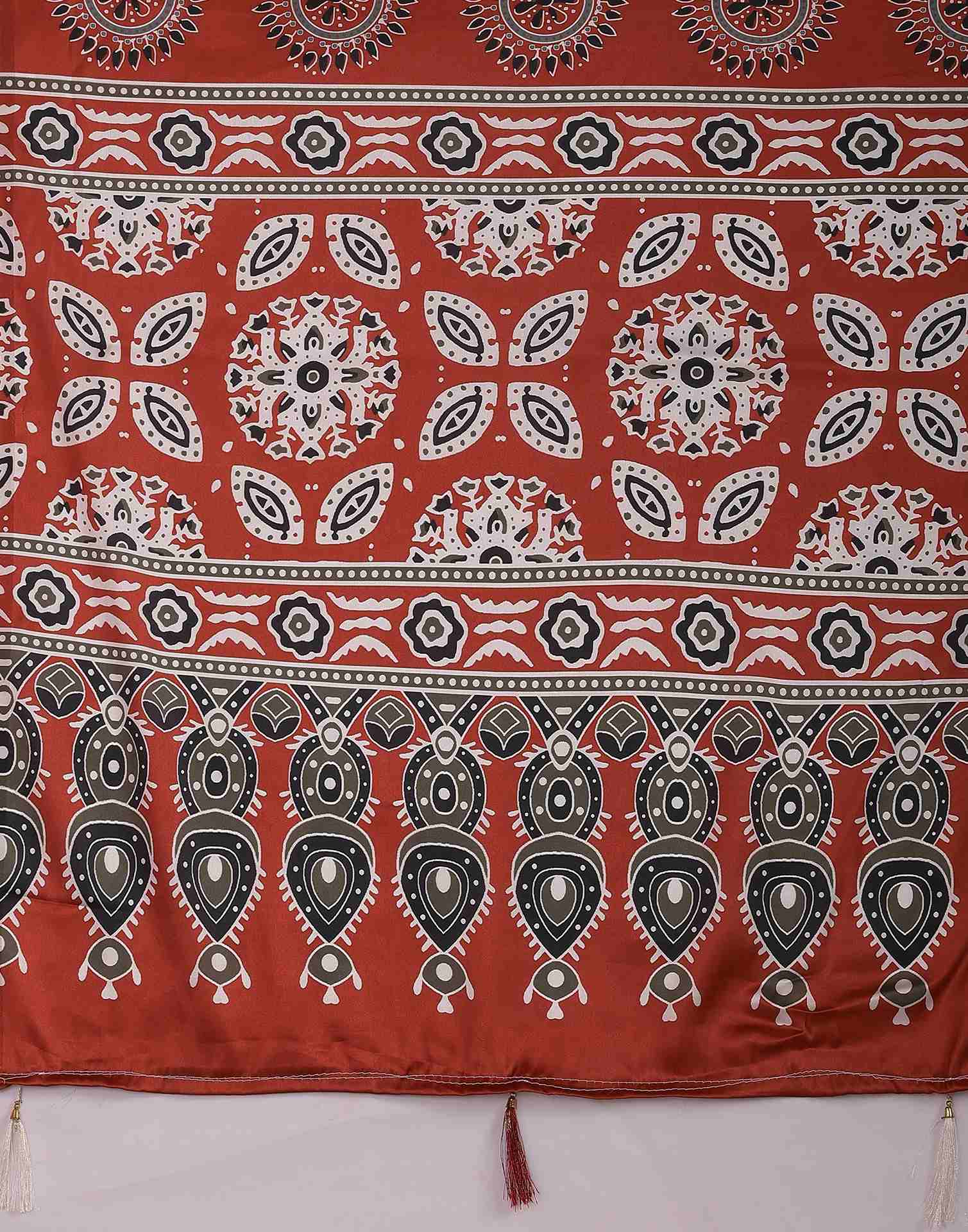 Black Satin Printed Saree